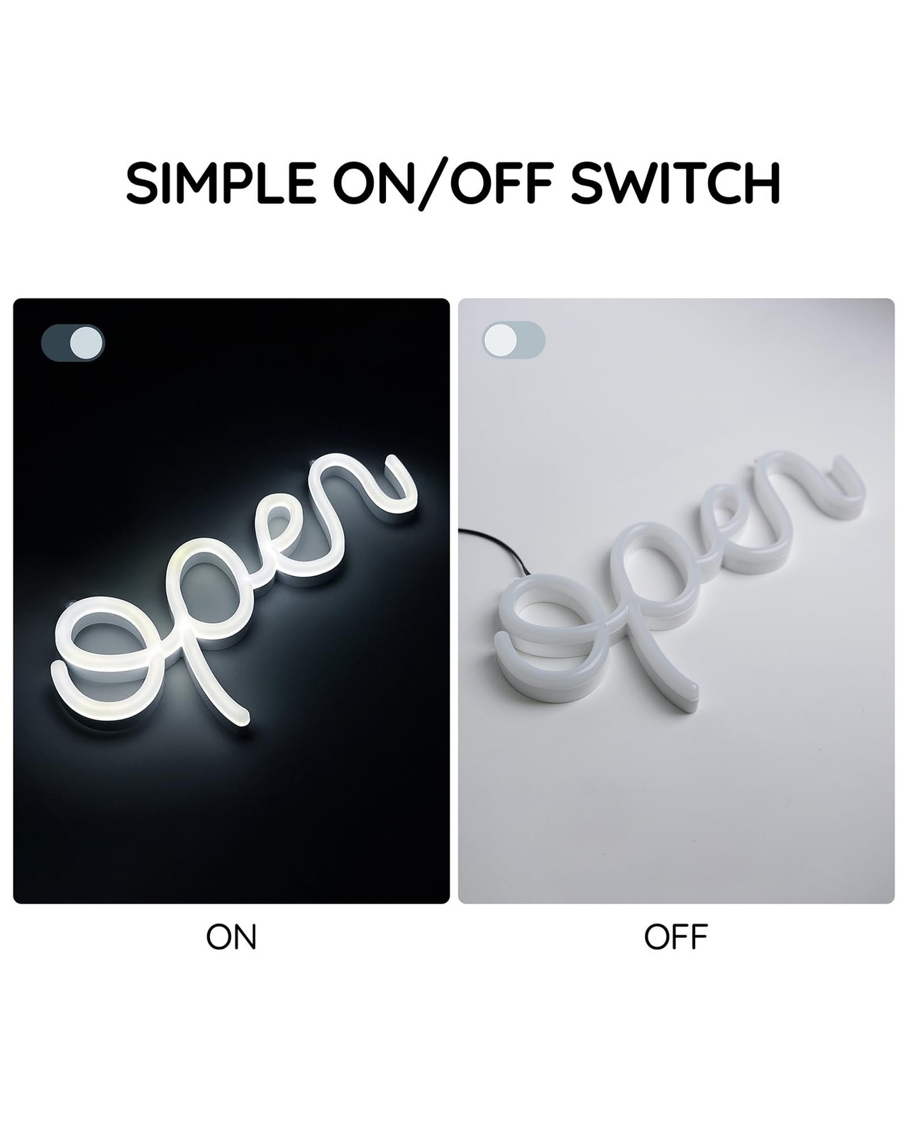 HiNeon LED Neon Open Sign for Business 15x7in w/ON/OFF Switch, Bright Lighted…