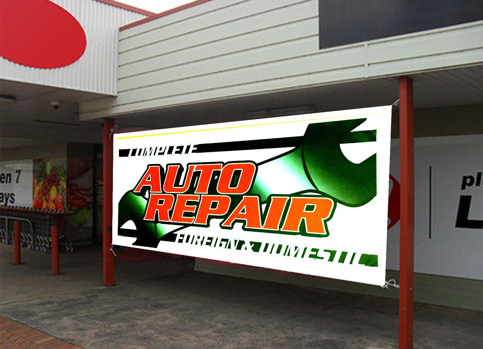 Auto Repair, Brake Service Retail Store Business Advertising Banners Signs Flags
