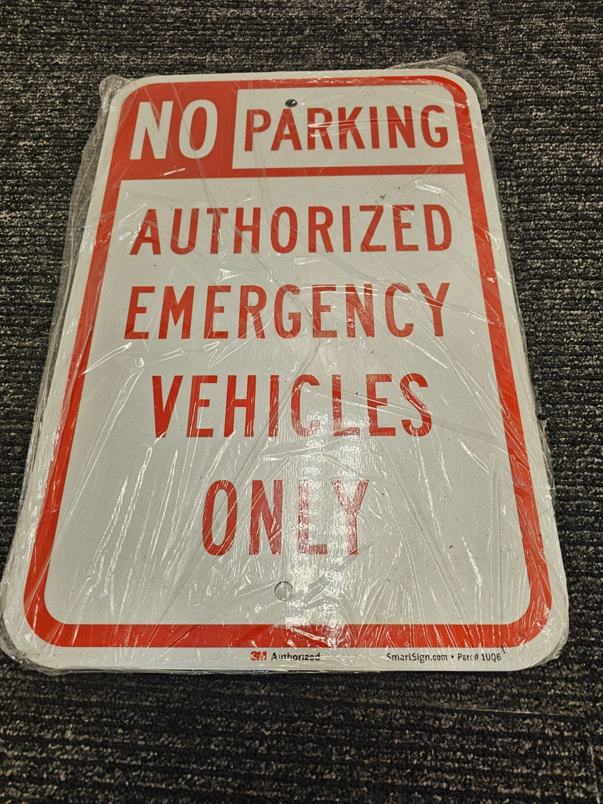 (QTY 4) SmartSign No Parking Authorized Emergency Vehicles Only Sign 18 x 12″