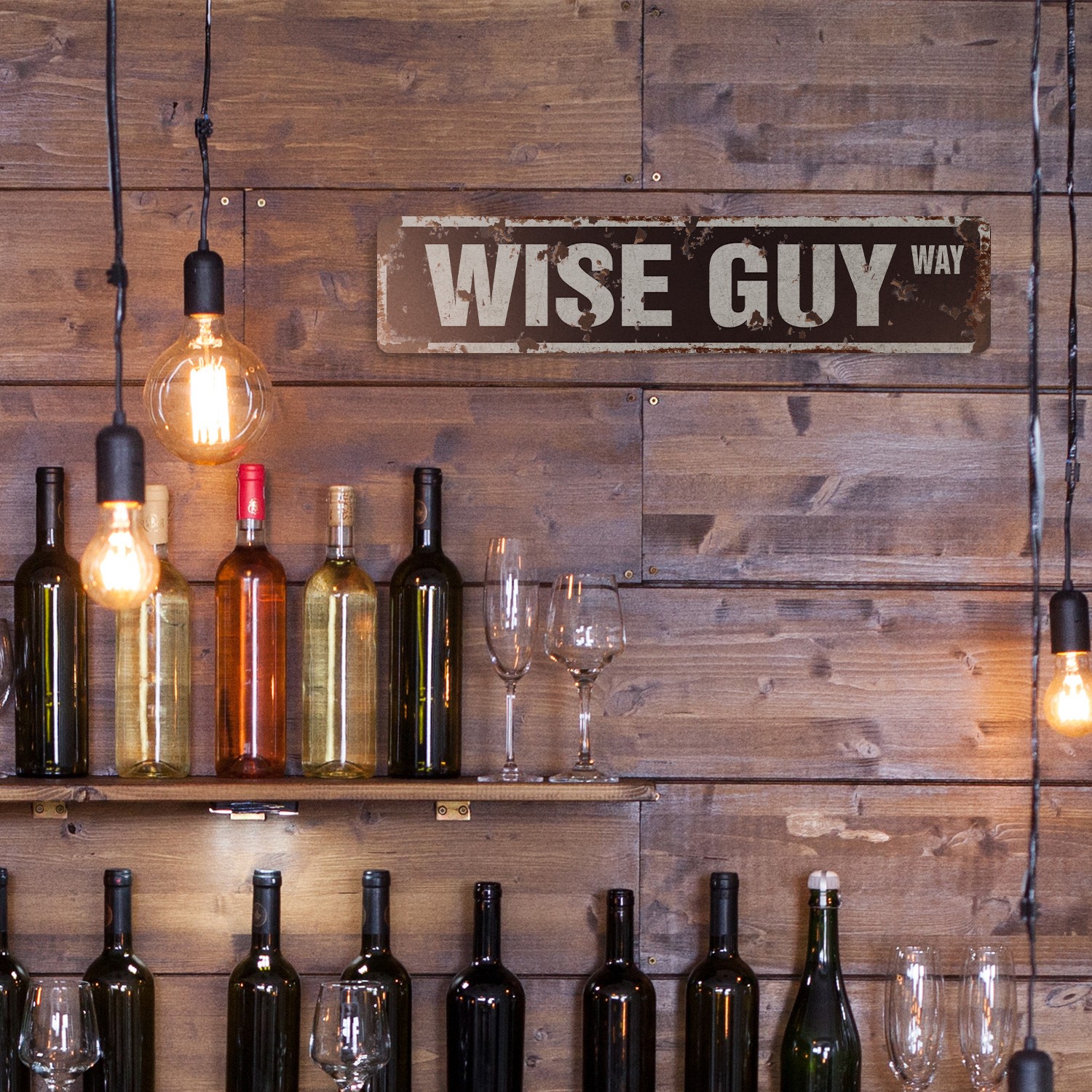 WISE GUY Vintage Style Rustic Street Sign Metal hood mob gang mafia gangster