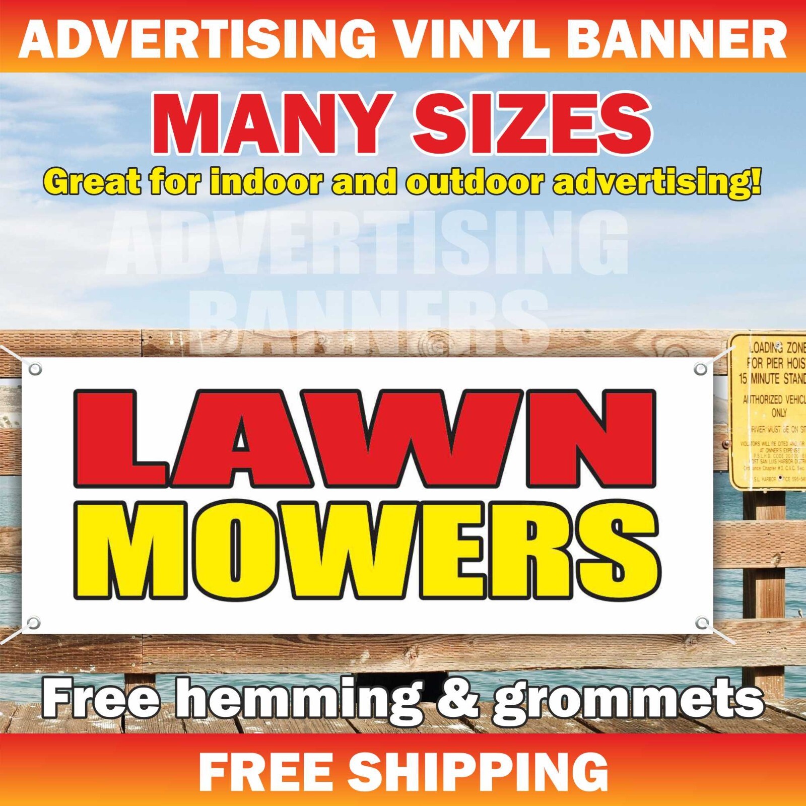 LAWN MOWER Advertising Banner Vinyl Mesh Sign blades oil grass landscape repair