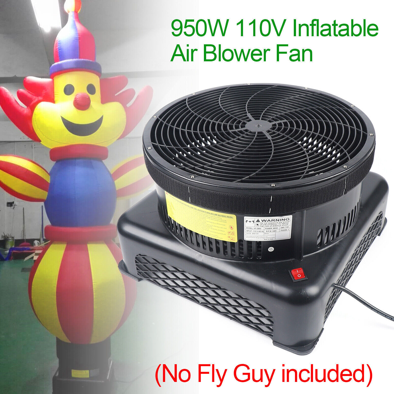 950W Air Blower Fan Fit Inflatable Wind Dancer Tube Man Fly Guy Sky Puppet Black
