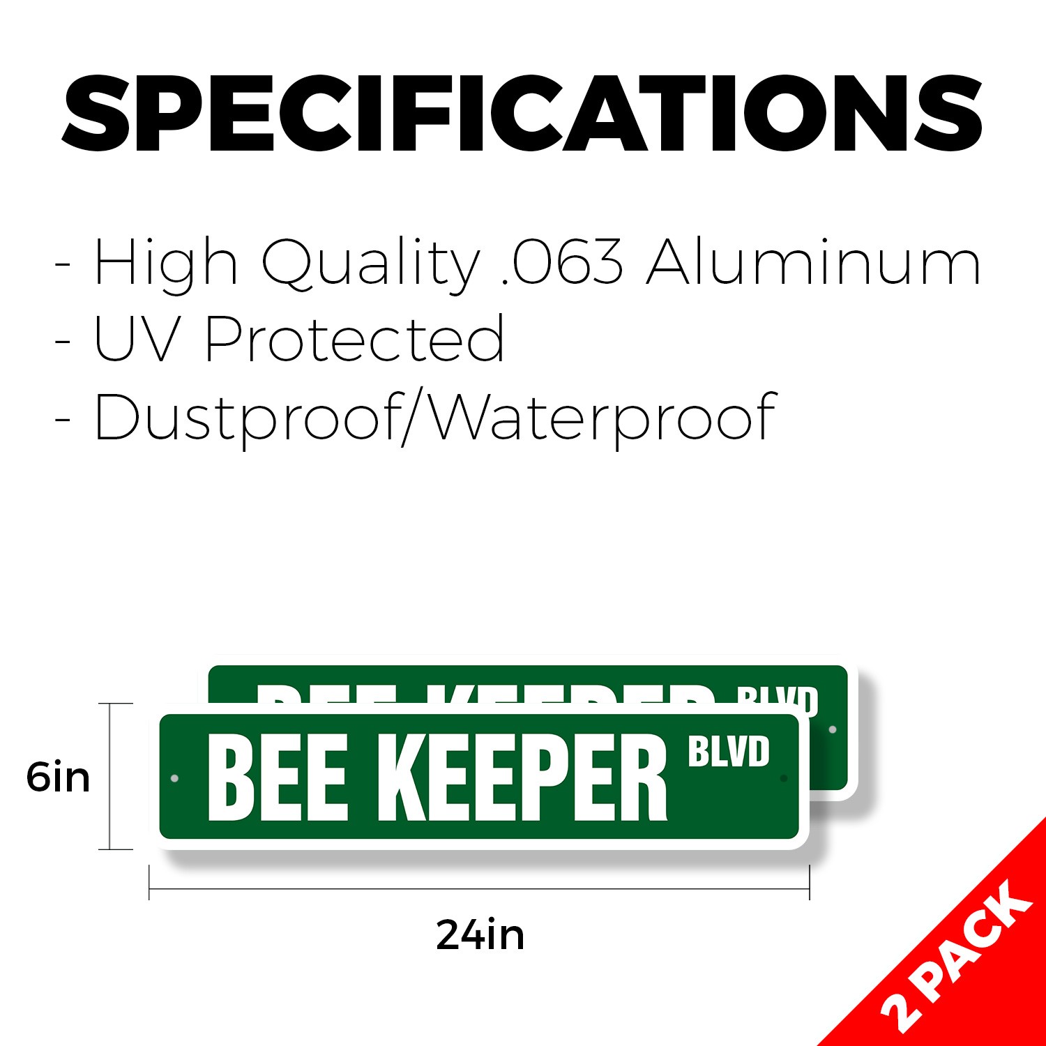 BEE KEEPER Street Sign (2 Pack) Metal Road Sign honey hive hornets honeybee