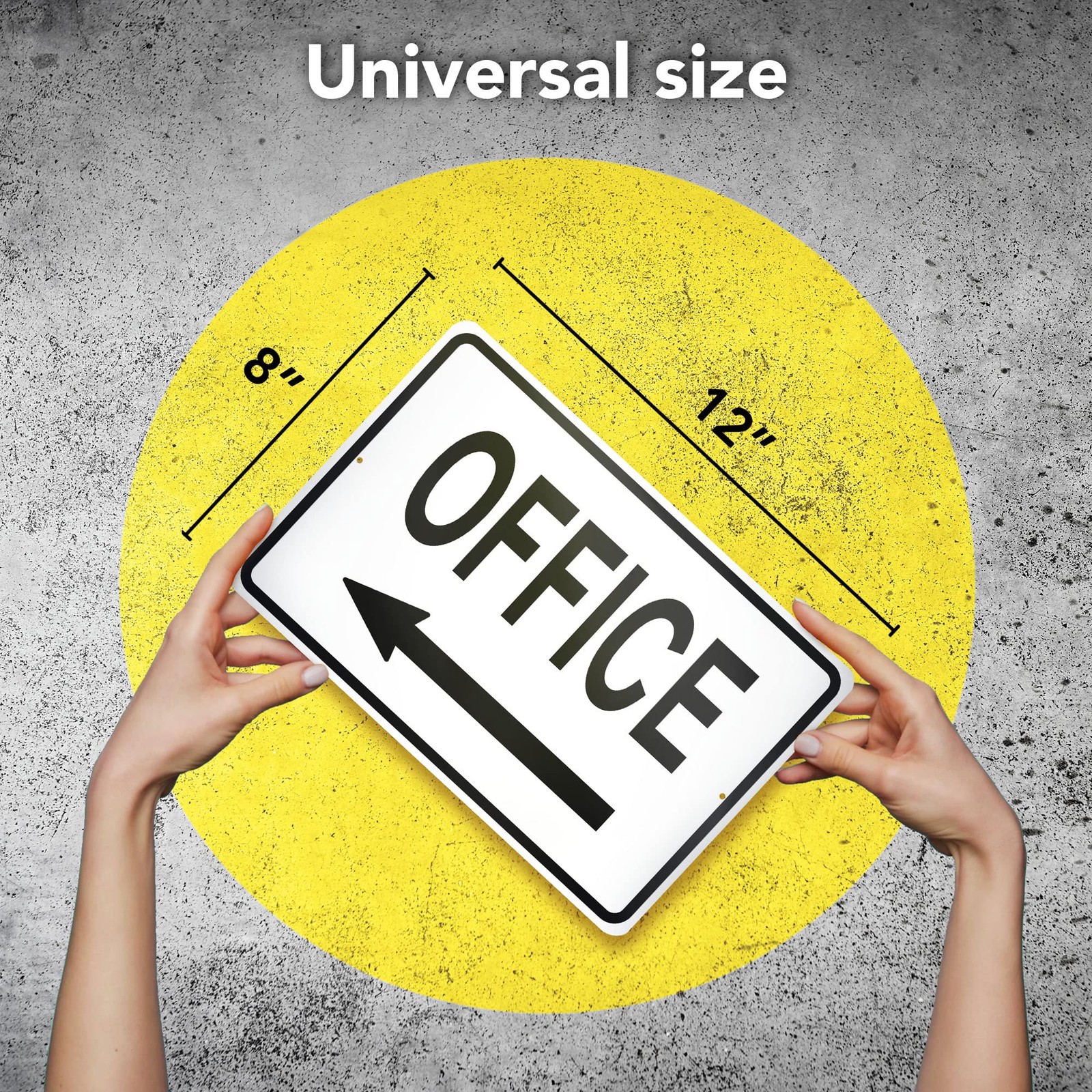 Office Sign with Left Arrow, 8×12 Reflective Aluminum Office Door Signs, UV P…