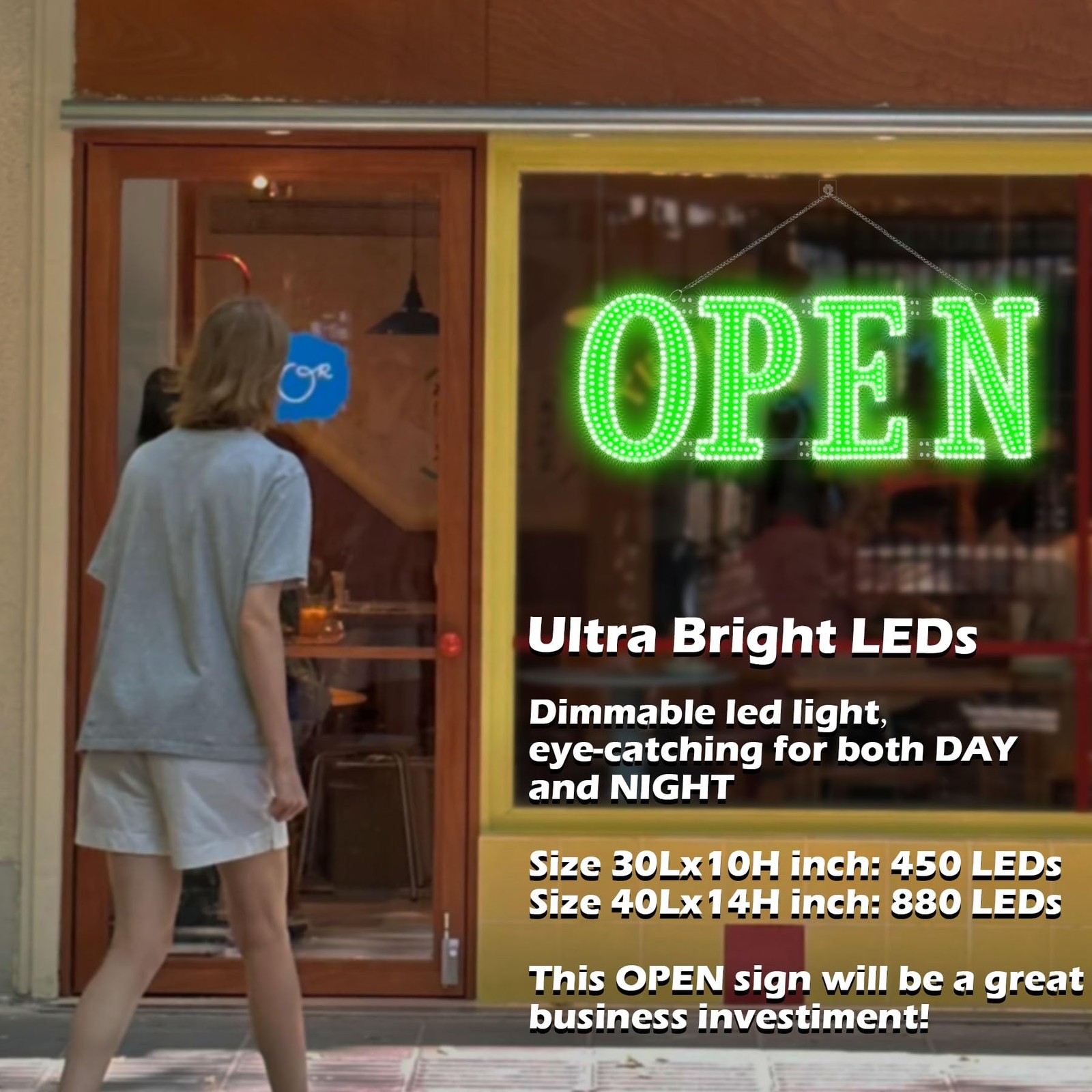 Led Open Signs for Business 30x10in Big Open Sign Led w/Remote Control Window…