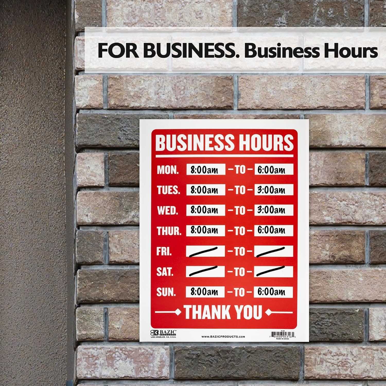 Weather-Resistant Business Hours Sign, 9×12 in – Perfect for Stores & Offices