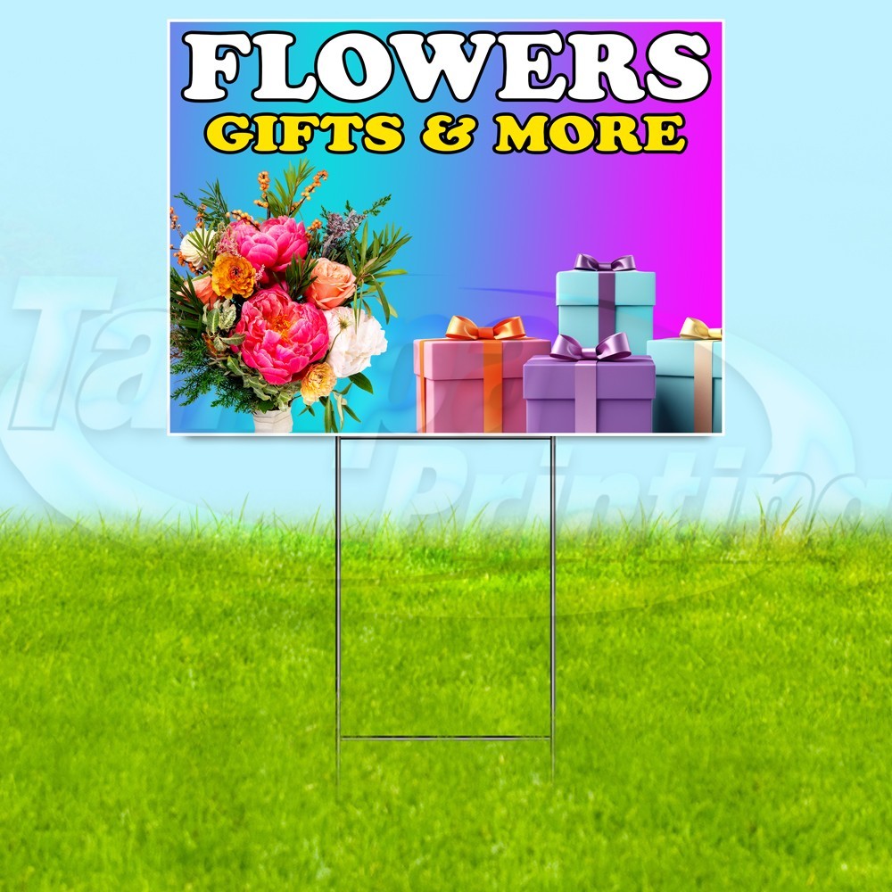 FLOWERS GIFTS & MORE 18×24 Yard Sign Plastic Corrugated WITH STAKE USA YS07914