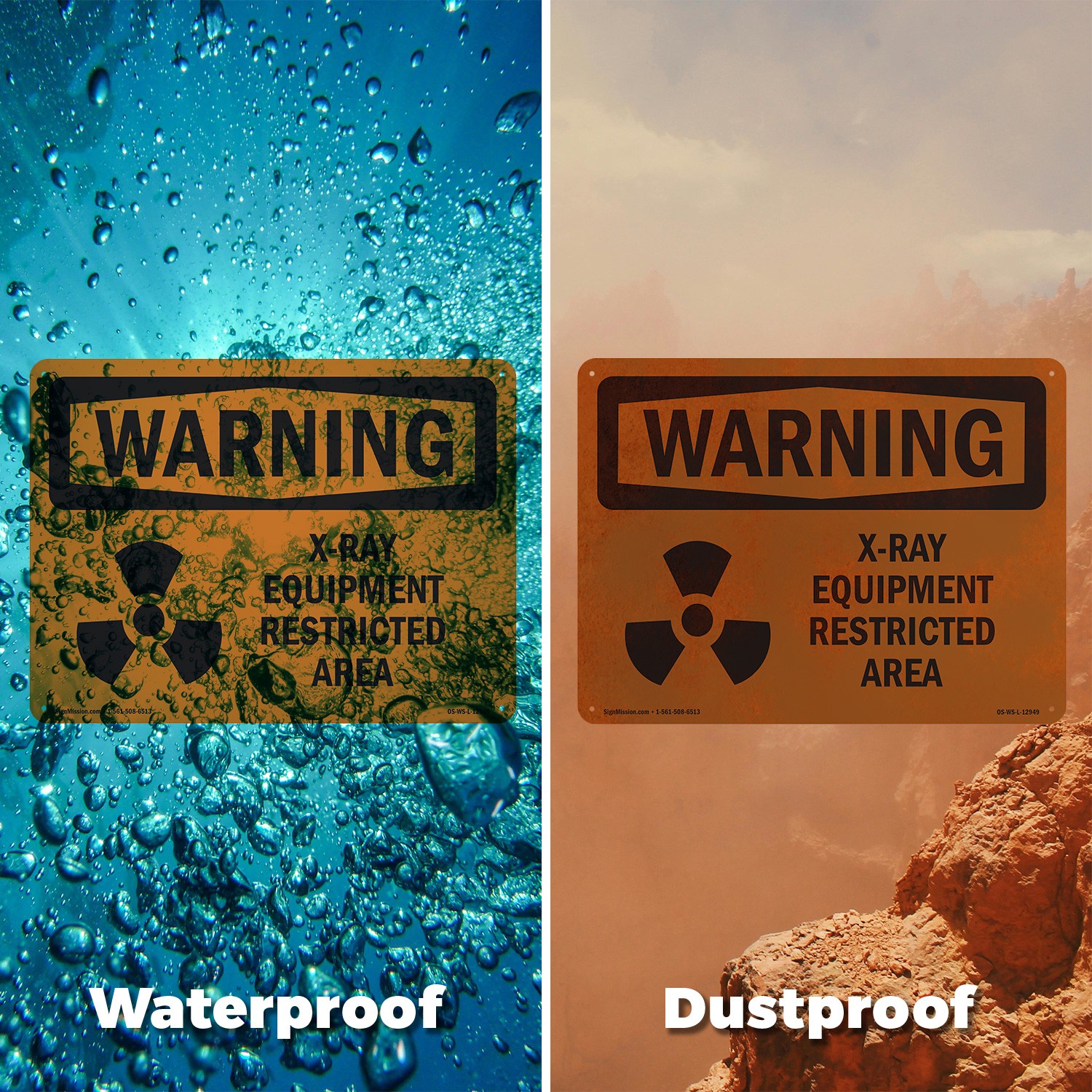X-Ray Equipment Restricted Area With Symbol OSHA WARNING Sign, Decal 5/10 Pack