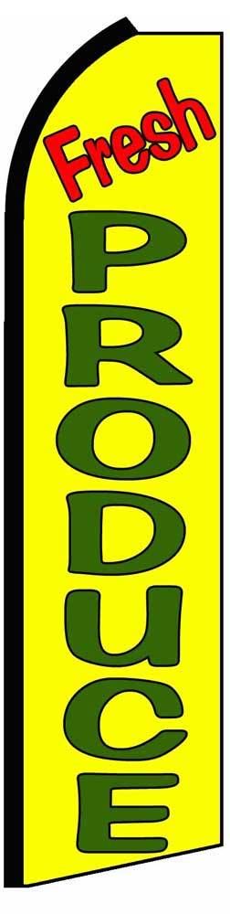 Fresh Produce Flutter Swooper Flag Advertising Sign 3’ Wide Banner Only