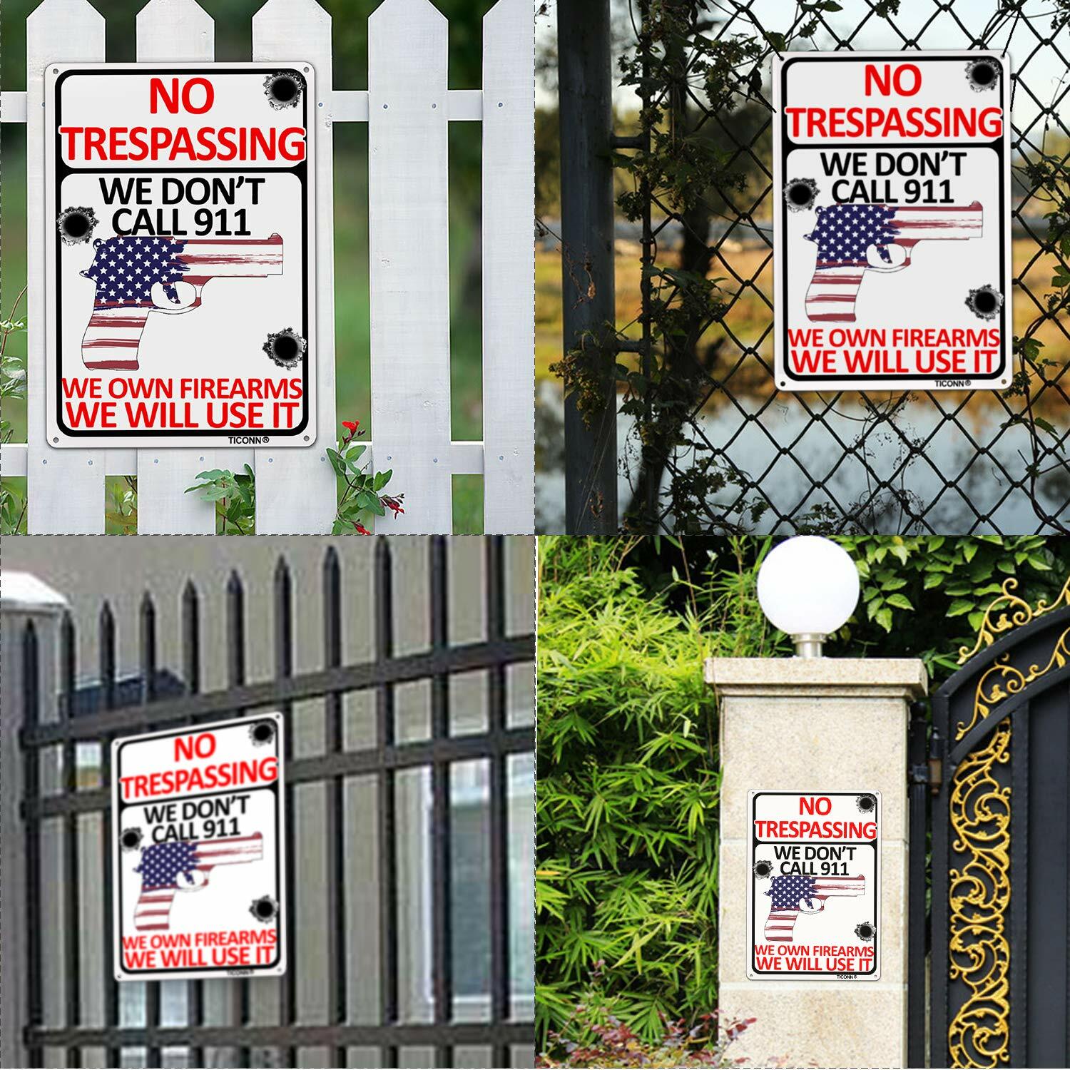 No Trespassing Sign We Don’t Call 911, 10×7” Aluminum Rust Free, Fade Resistant