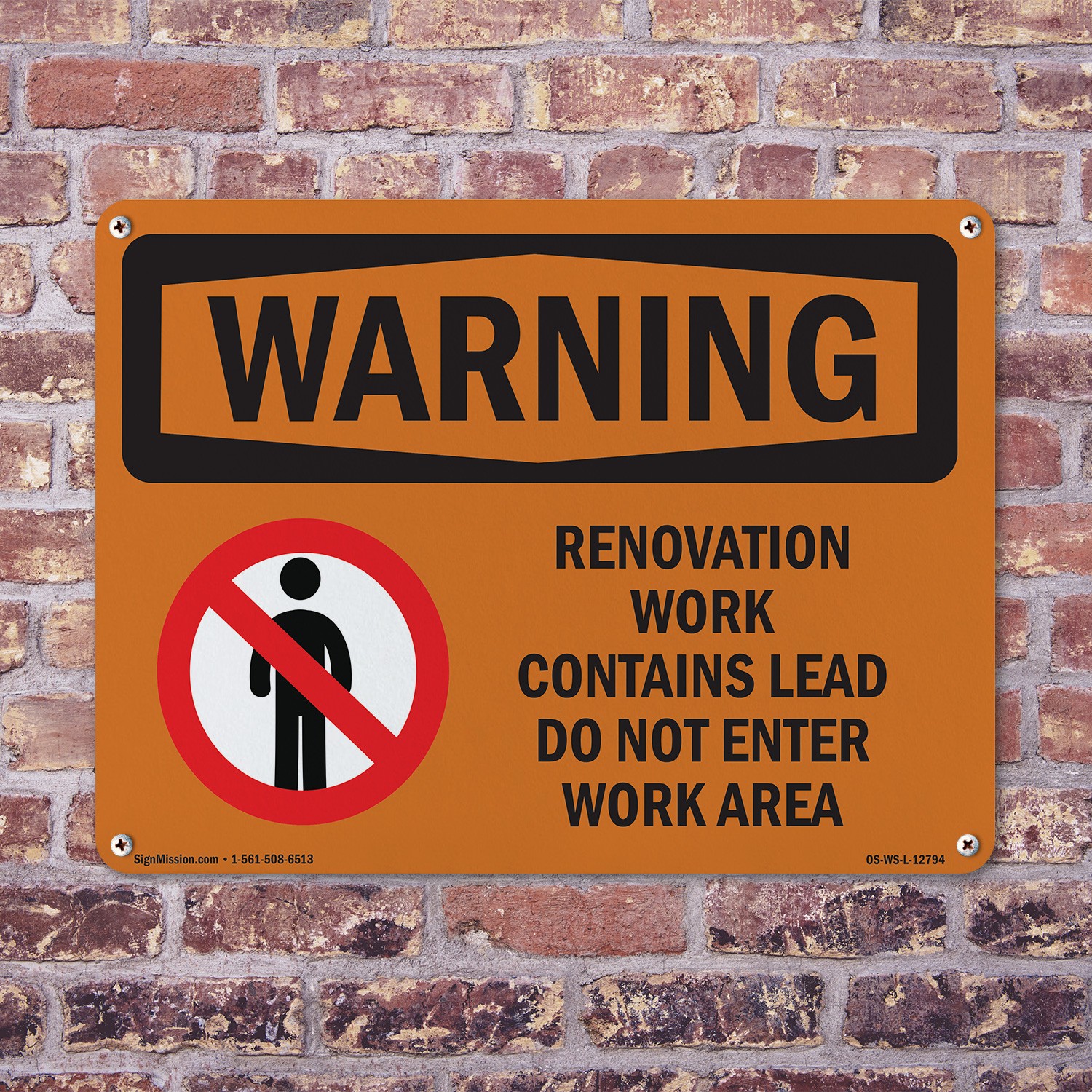 Renovation Work Contains Lead Do Not Enter OSHA WARNING Sign, Decal 5 or 10 Pack