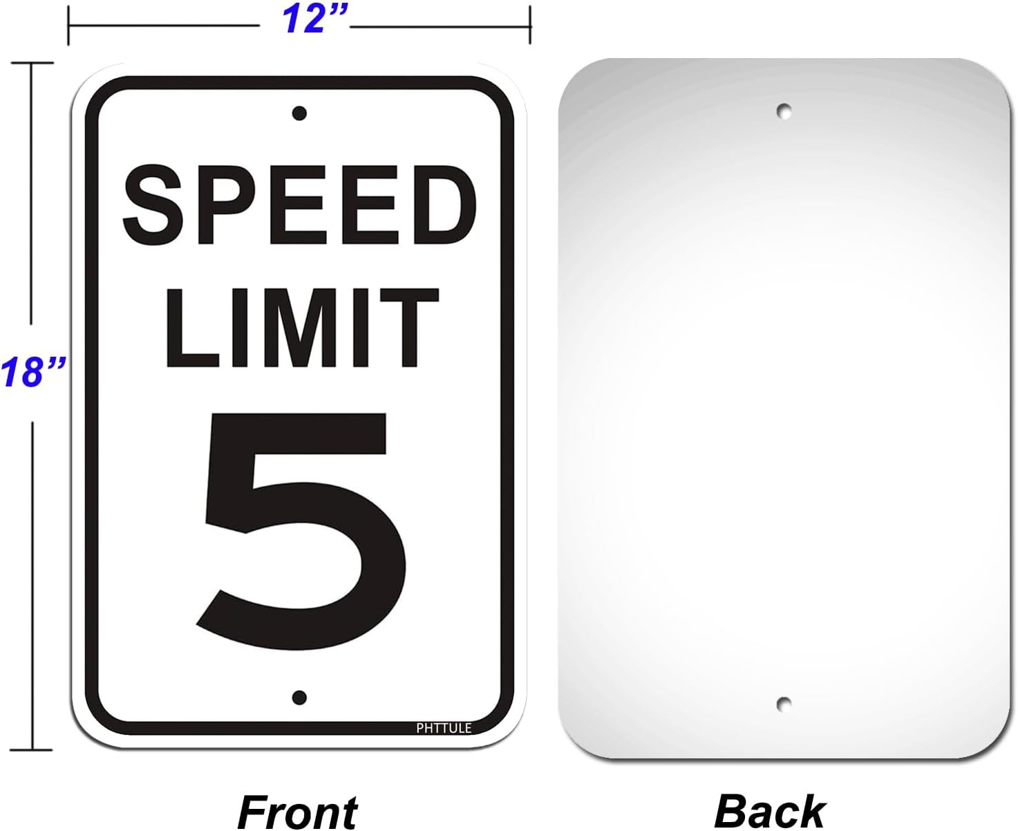 Speed Limit 5 MPH Sign 2 Pack, 12 x 18 inches Slow Down Sign Reflective 40Mil…