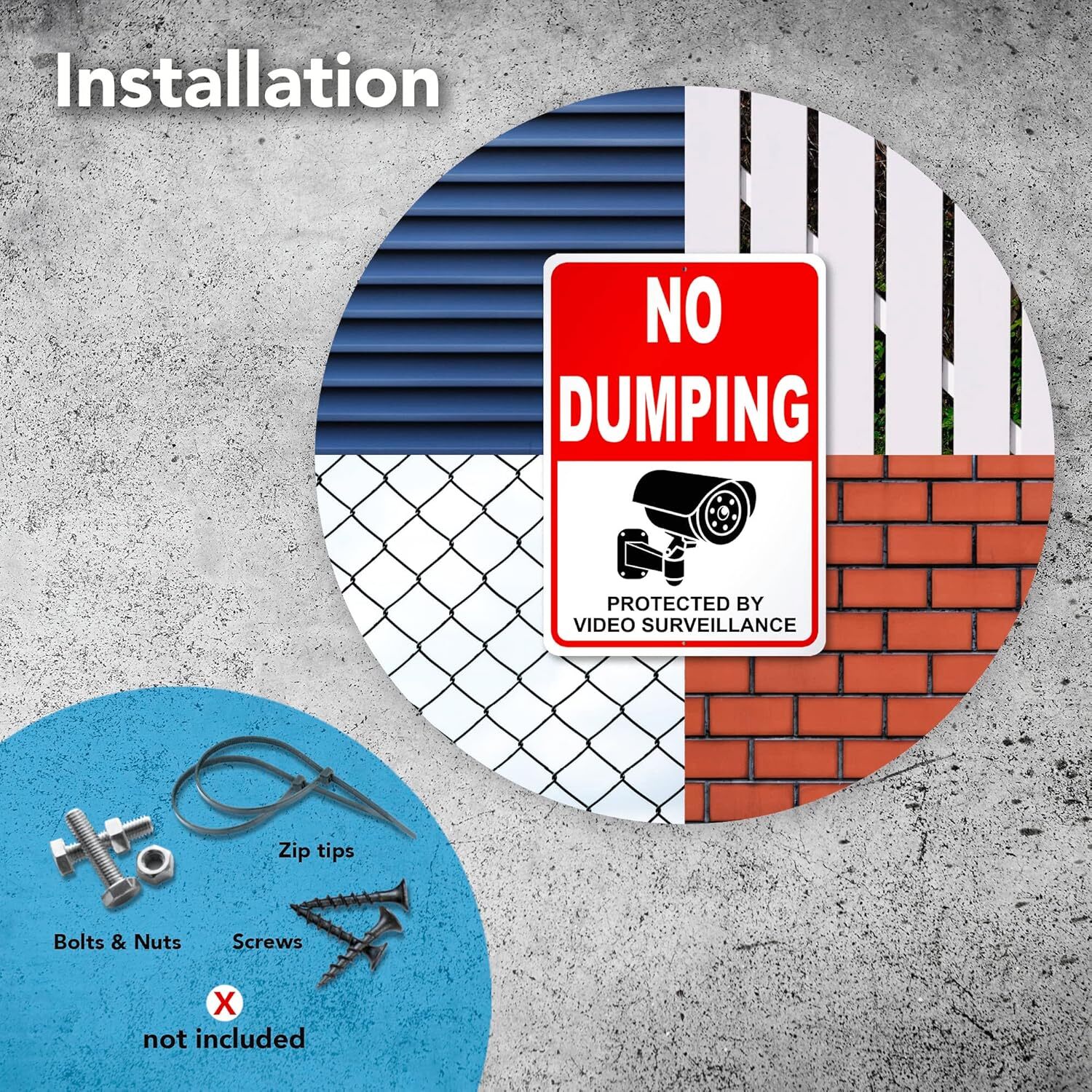 2 PC No Dumping Signs – 10 x 7 Aluminum No Garbage Sign – Video Surveillance …