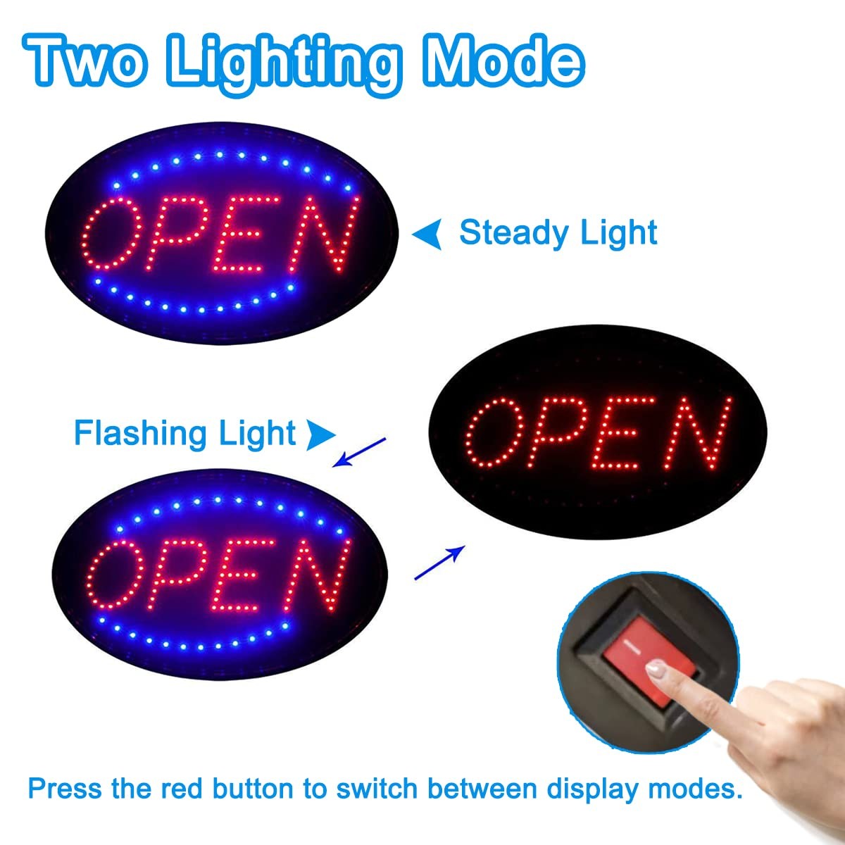LED Open Sign, 19×10 Bright High Visibility Advertisement Board Electric Disp…