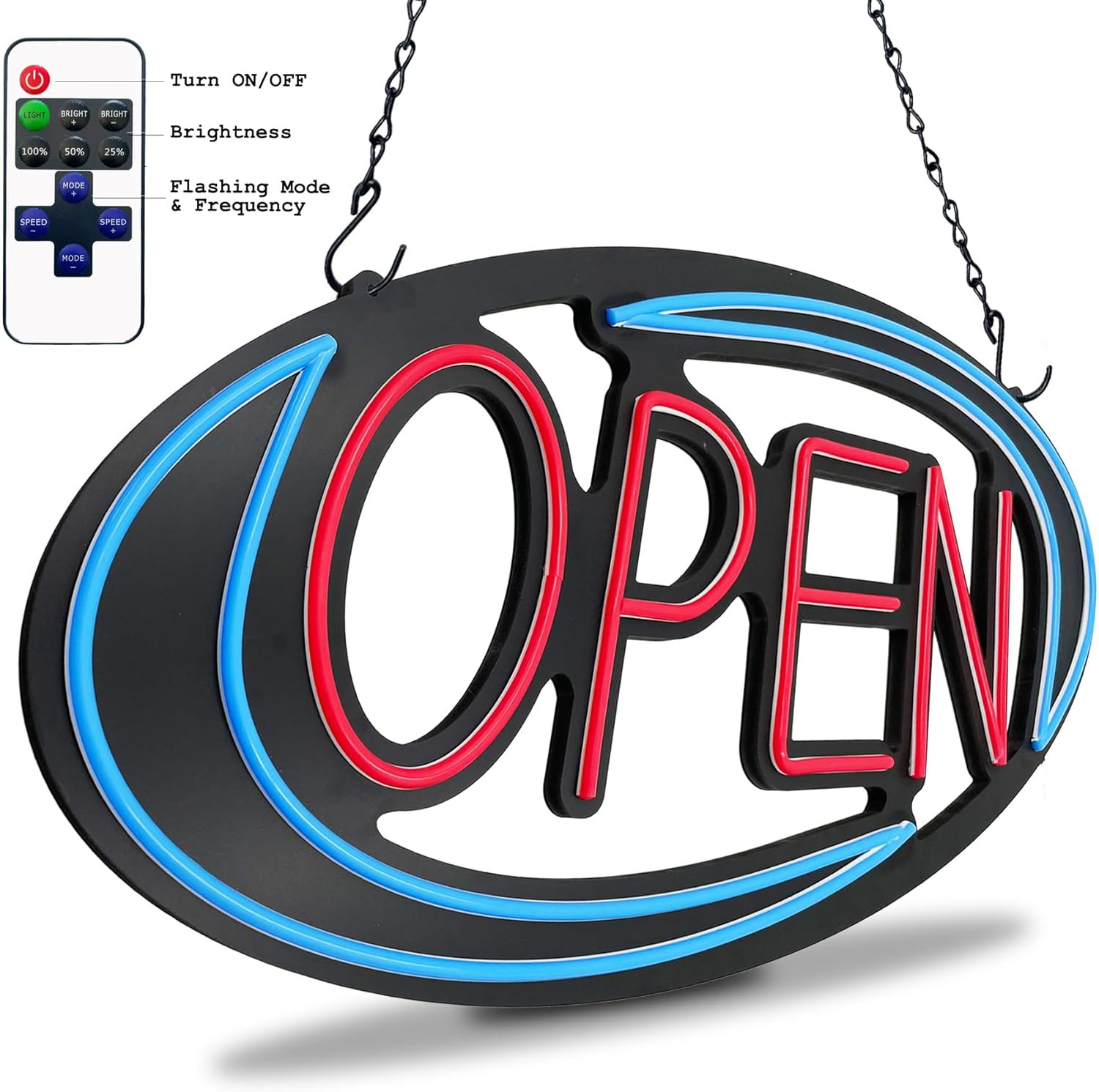 Open Signs for Business,32X16 Inch Large Bright Open Sign Neon Led Lighted,Remot