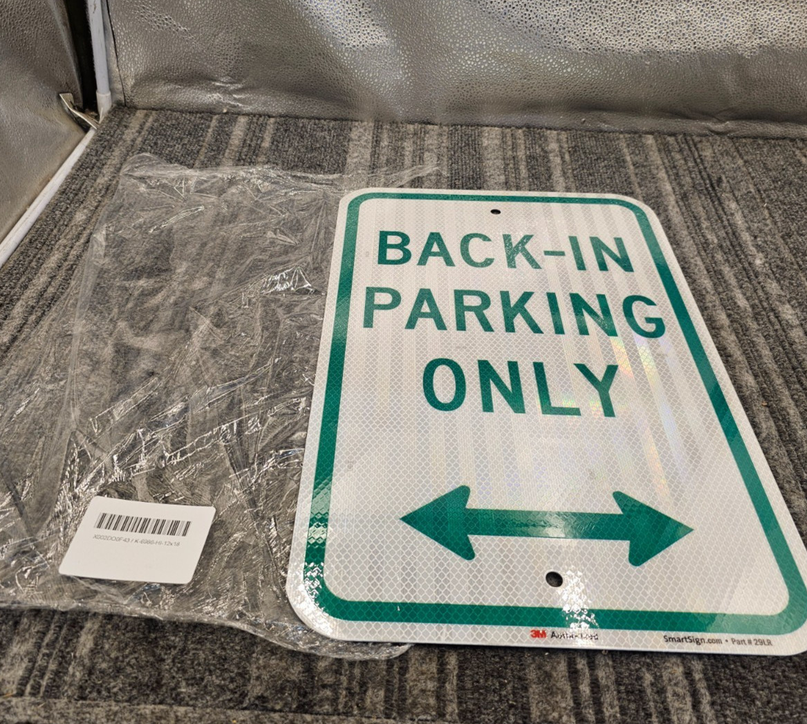 (QTY 2) SmartSign 3M 12×18 Back-In Parking Only Sign 12×18 inch Green White