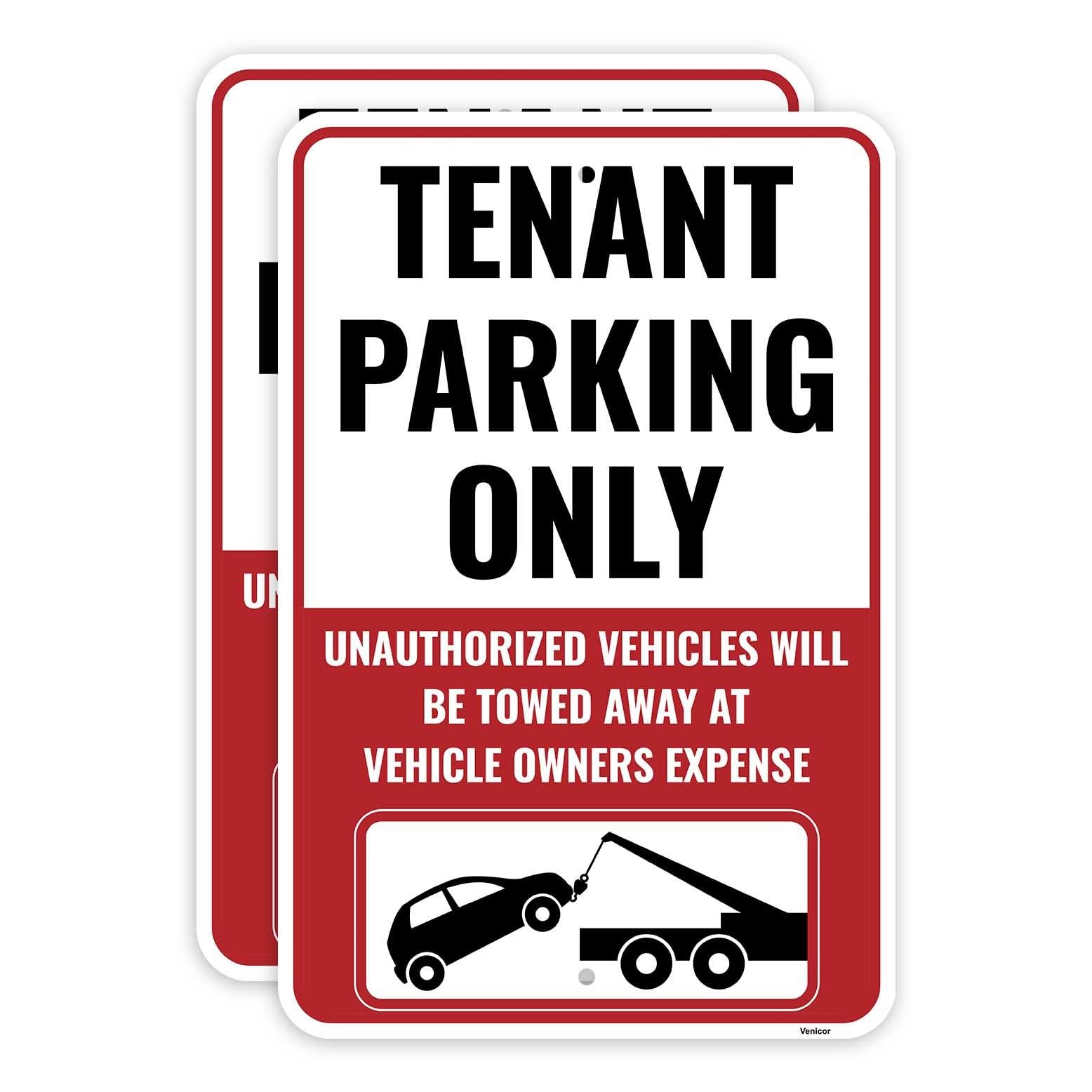 2PC Tenant Parking Only Sign, 18 x 12 Inches – Aluminum – Resident Parking Sign