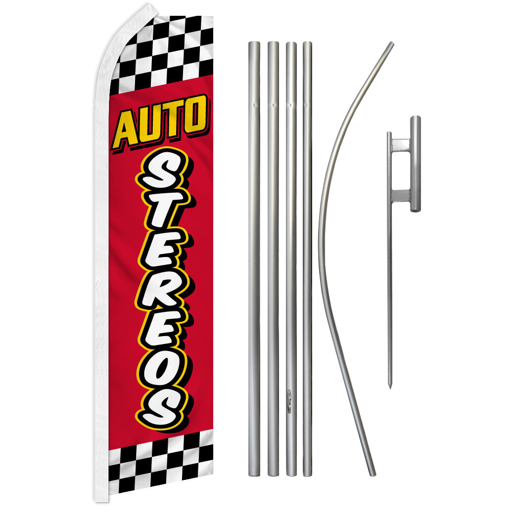Auto Stereos Swooper Flutter Feather Advertising Flag Kit Car Sound System Red