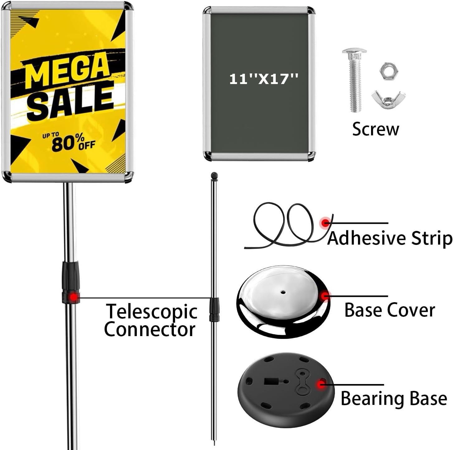 Heavy-Duty Pedestal Poster Sign Holder Floor Standing Outdoor and Indoor