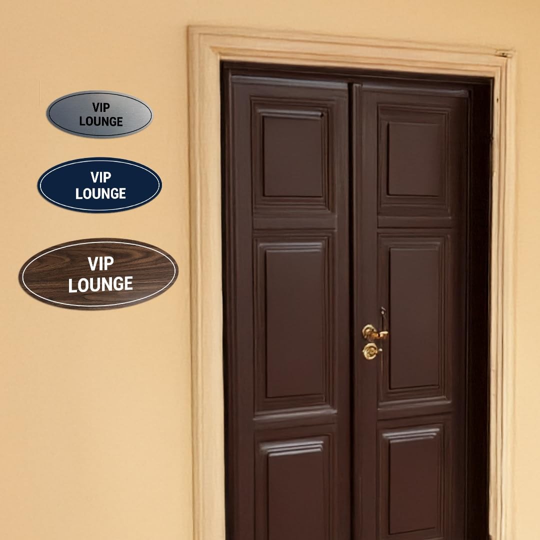 Oval VIP Lounge Sign Black Gold Large Wall Door Plaque For Hotel Business