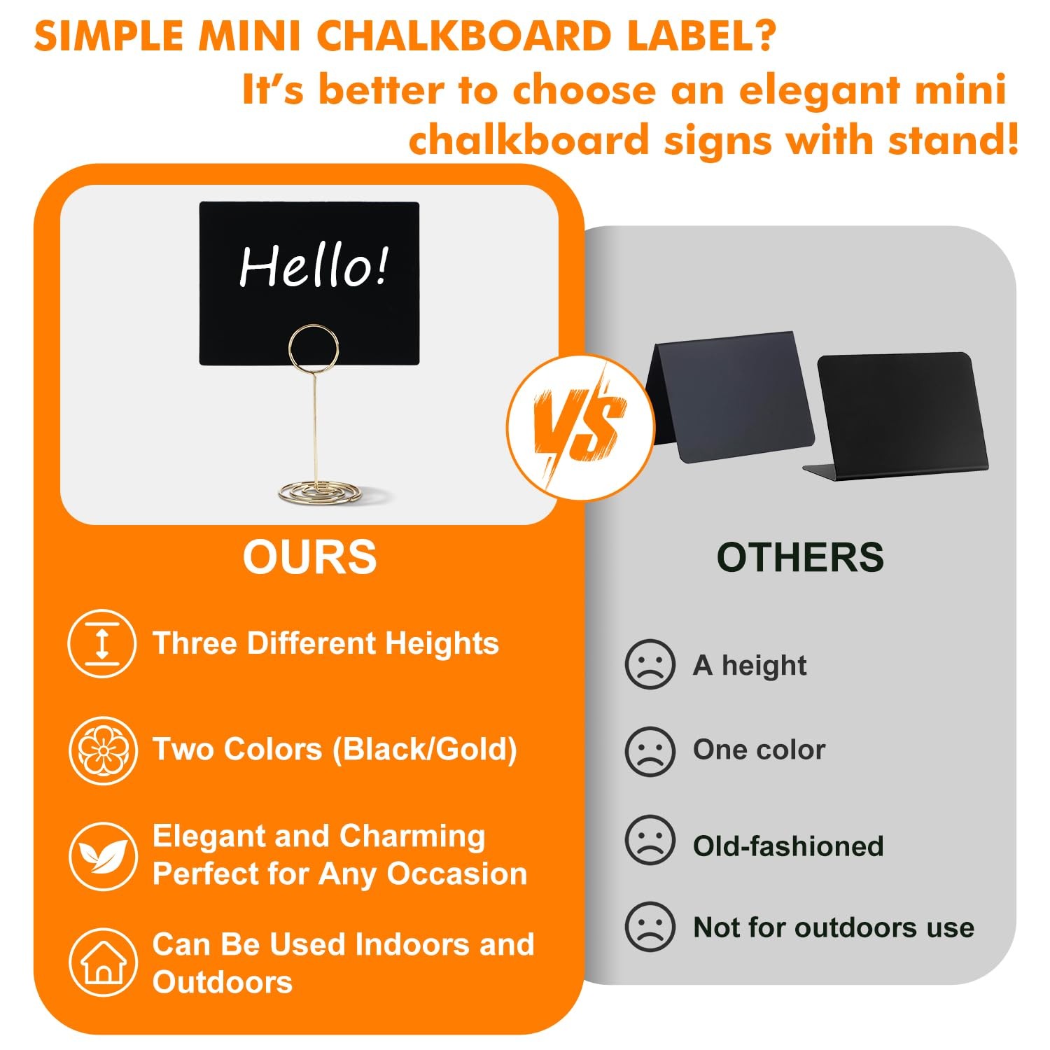 24 Packs Mini Chalkboard Signs with Table Number Holders, 4×3 Inch Small Chal…