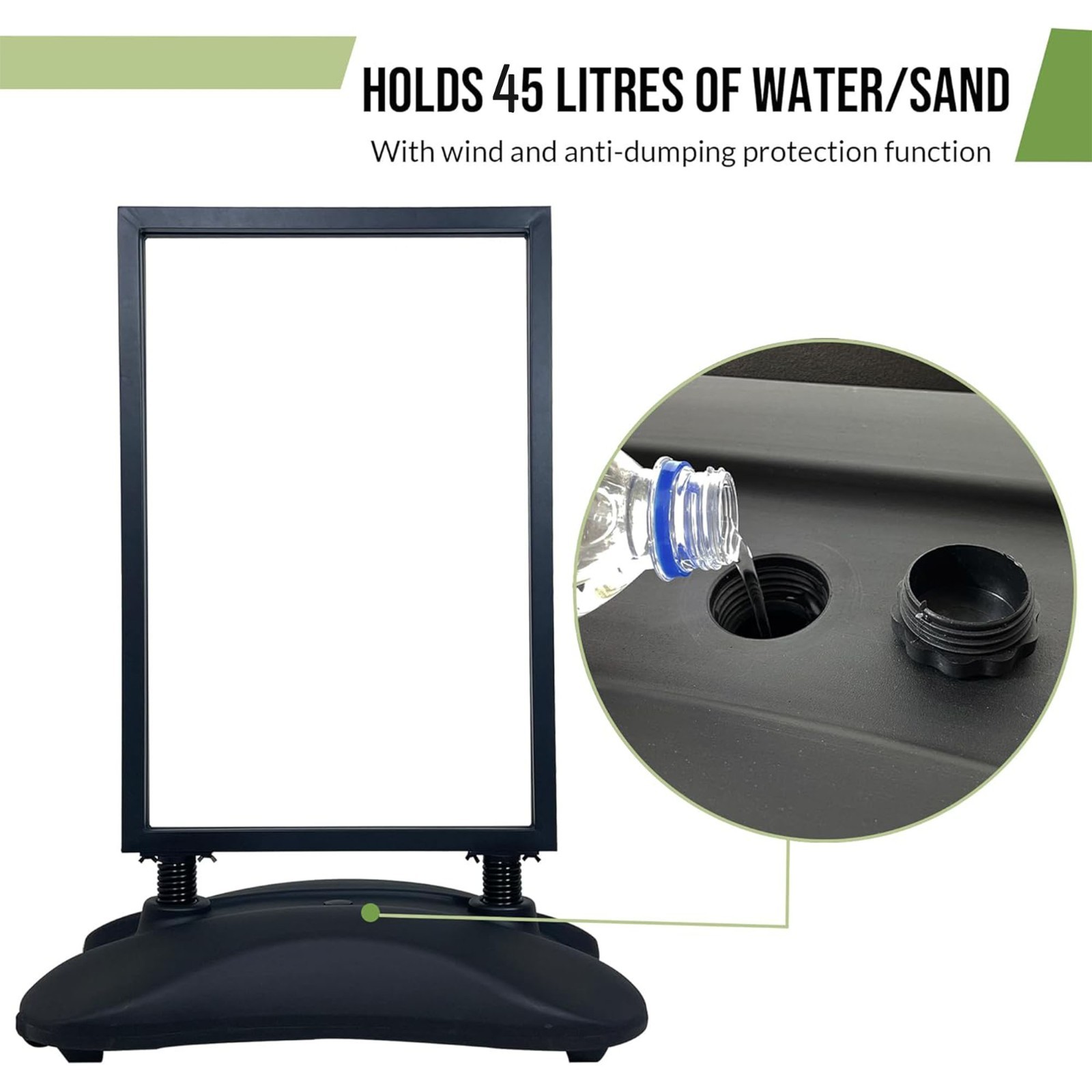24″x36″ Water Base Sidewalk Sign Holder with Wheels, Outdoor Poster Stand