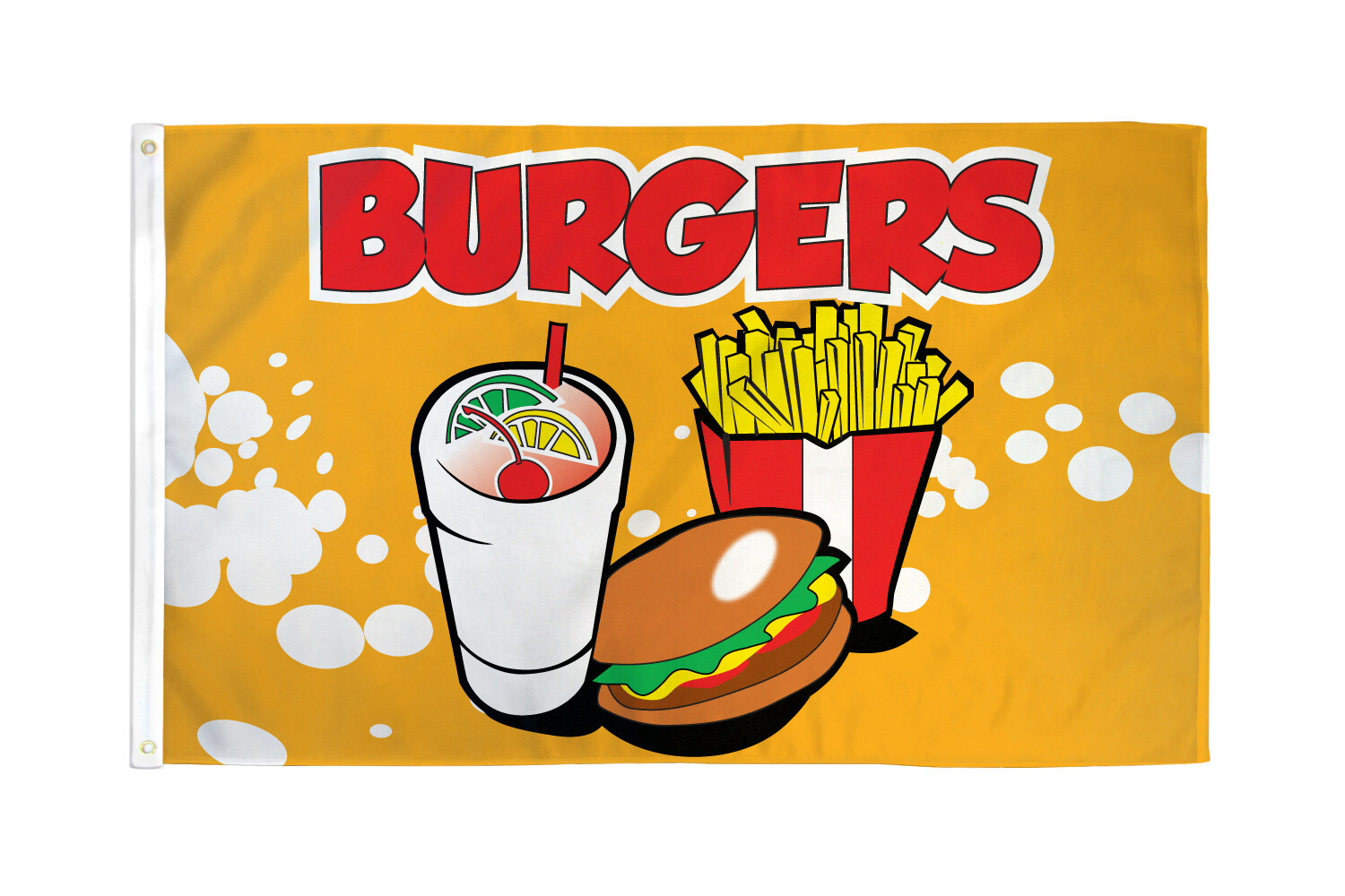 Burgers Flag 3x5ft Hamburgers Banner Bandera de Comida Food Concessions Flag