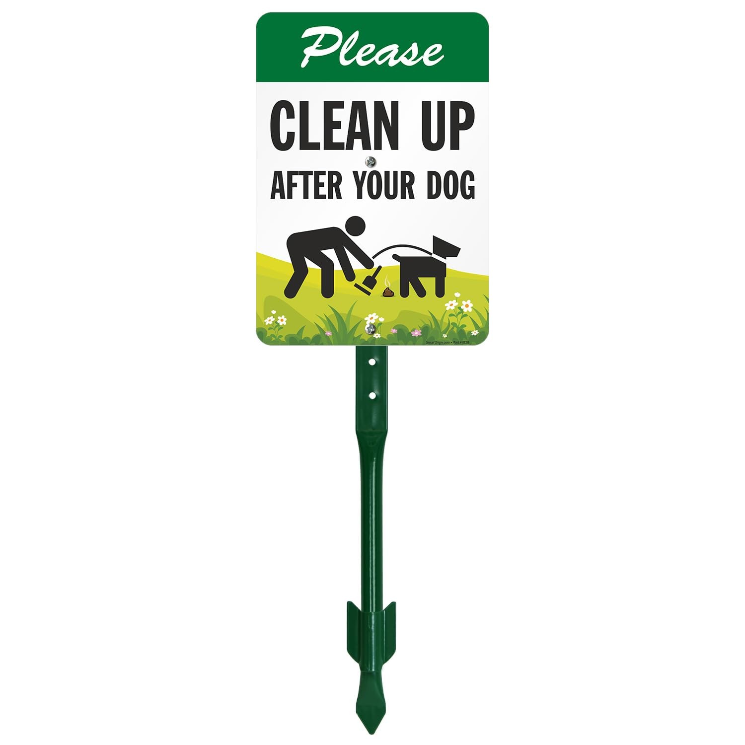 Please Clean Up After Your Dog Lawn Sign with Stake 10×7 Inches Aluminum