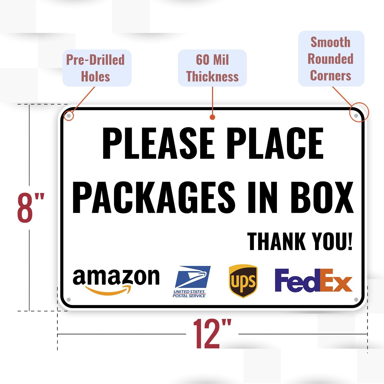 1PC Delivery Sign For Packages – Please Place Packages In Box, 12 x 8 Inches …