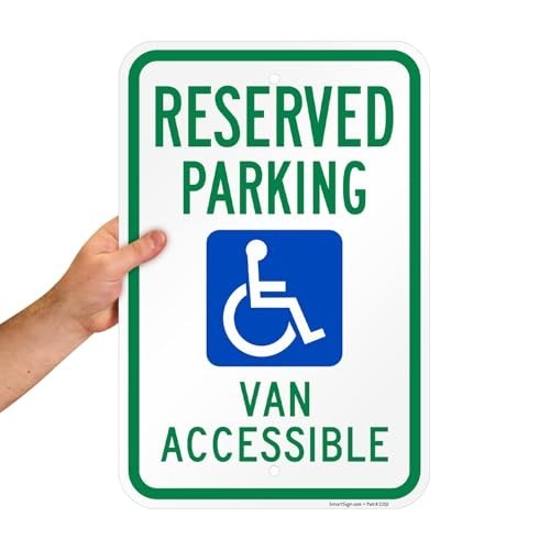Reserved Parking Handicap Sign 12×18 Inch Aluminum Accessible Van Pole Mount