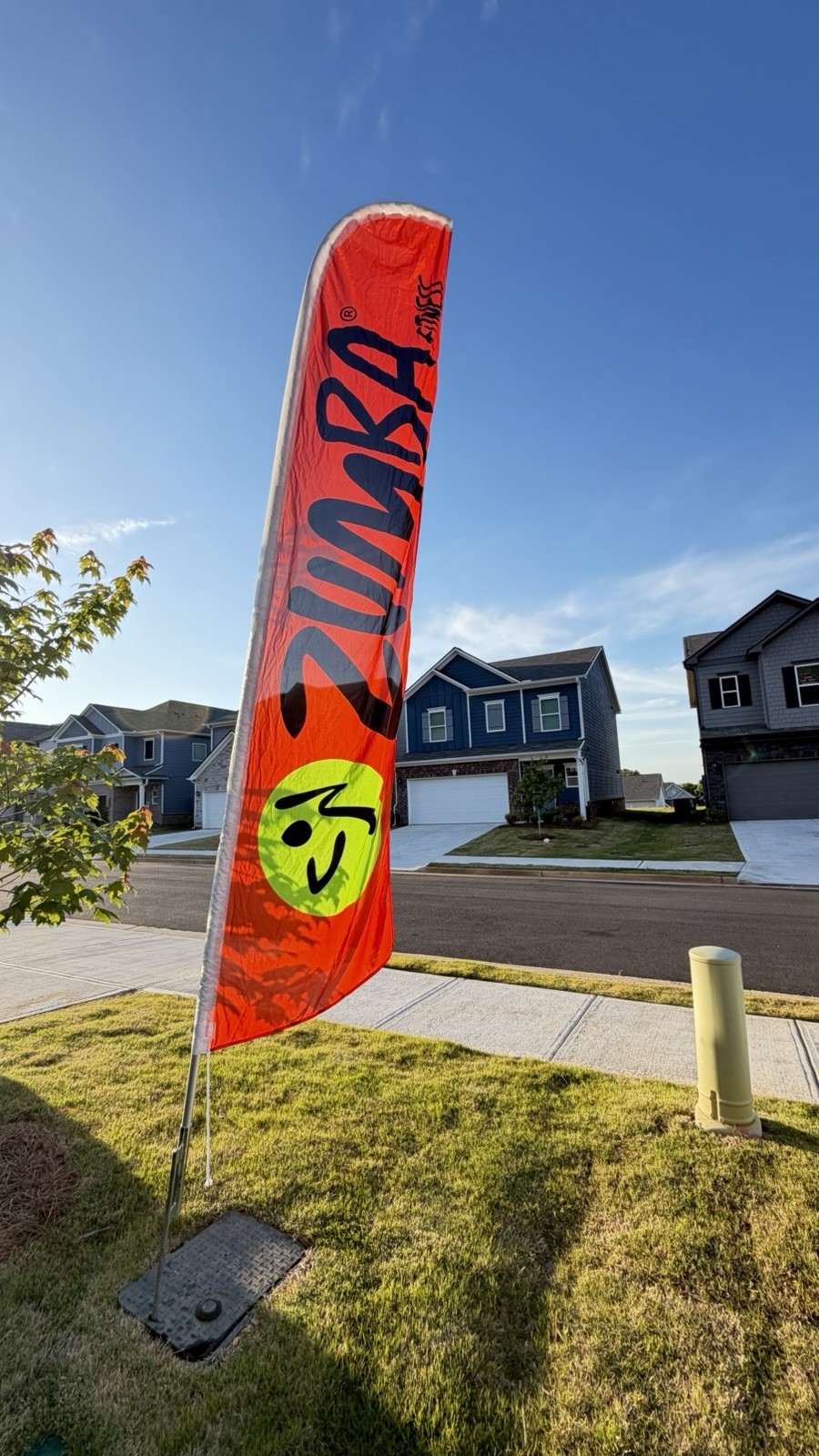 Zumba Fitness Orange Swooper Flutter Feather Flag | 3ft W x 11.5ft Tall