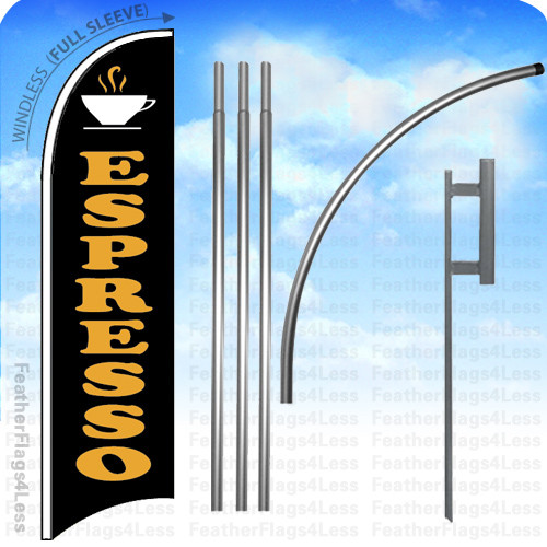 ESPRESSO – Windless Swooper Flag KIT Feather Banner Sign 15′ Set – kb