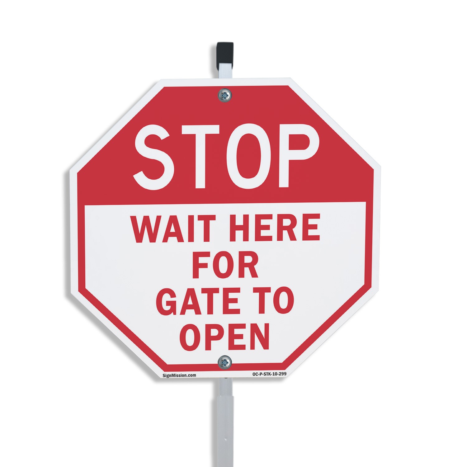 Stop Wait Here for Gate to Open Octagon Sign With Stake Weather Resistant