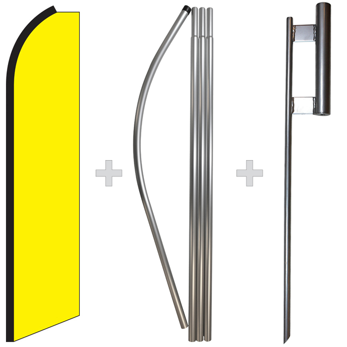 Solid Yellow 15′ Tall Swooper Flag & Pole Kit Feather Super Bow Banner