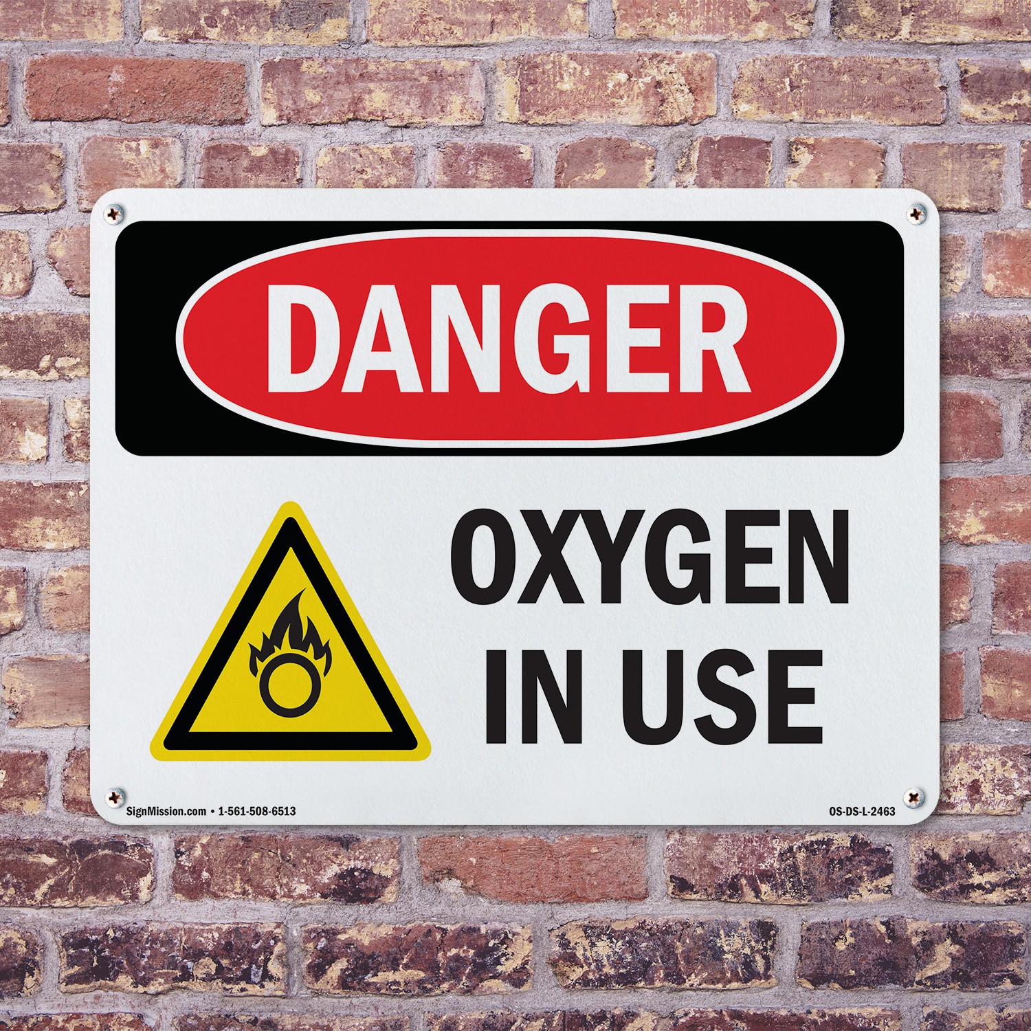 Oxygen In Use OSHA Danger Sign Metal, Plastic, Or Decal – 5 or 10 Pack