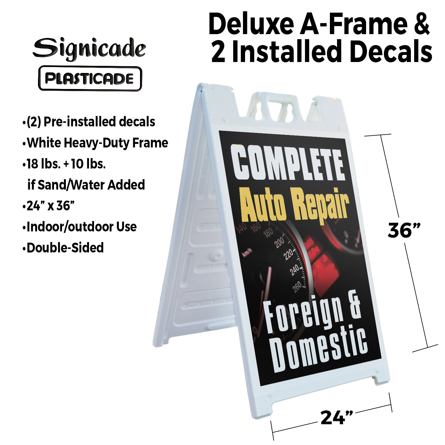 Complete Auto Repair Foreign and Domestic Heavy Duty A-Frame Sidewalk Sign All