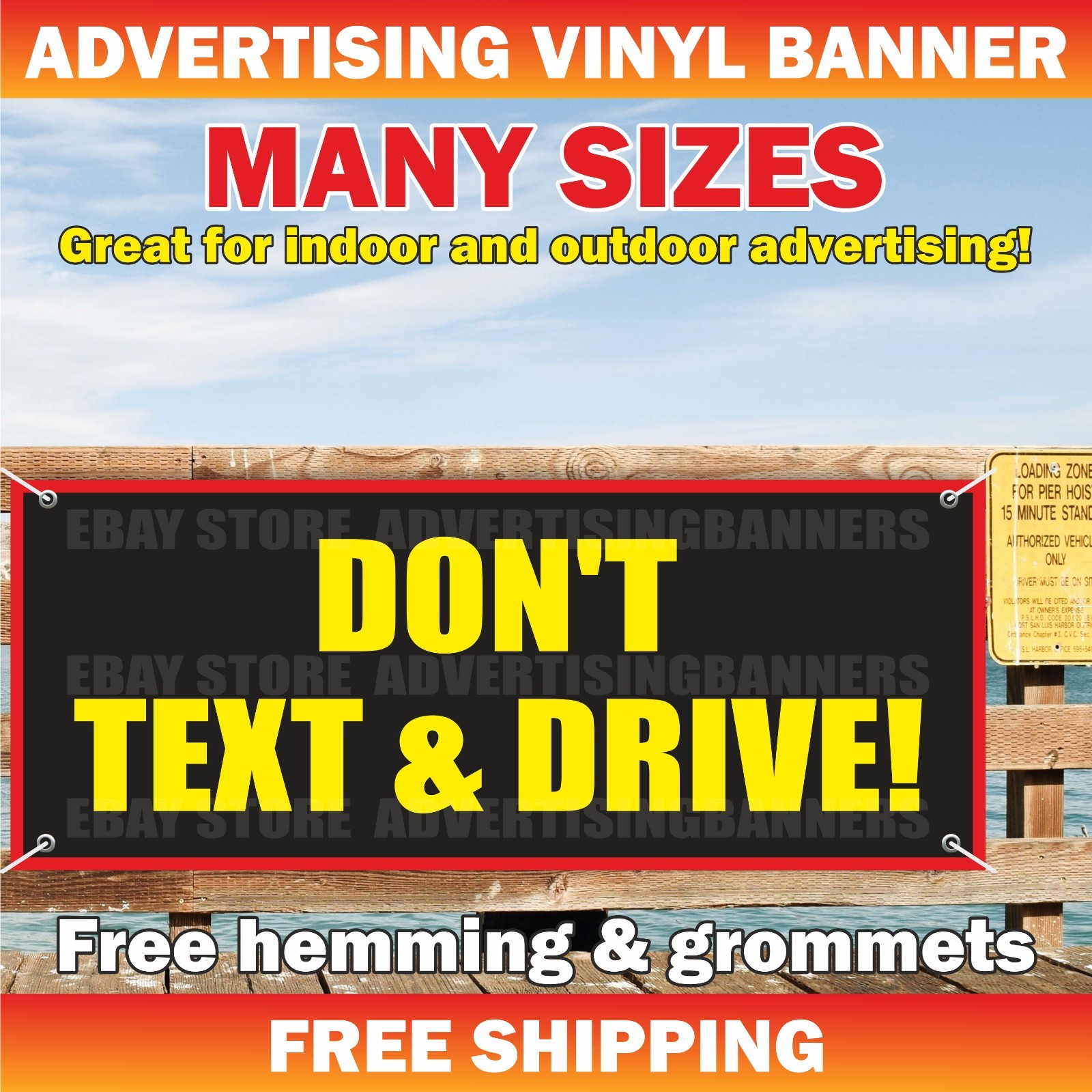 DON’T TEXT & DRIVE Advertising Banner Vinyl Sign Attention Warning Sign