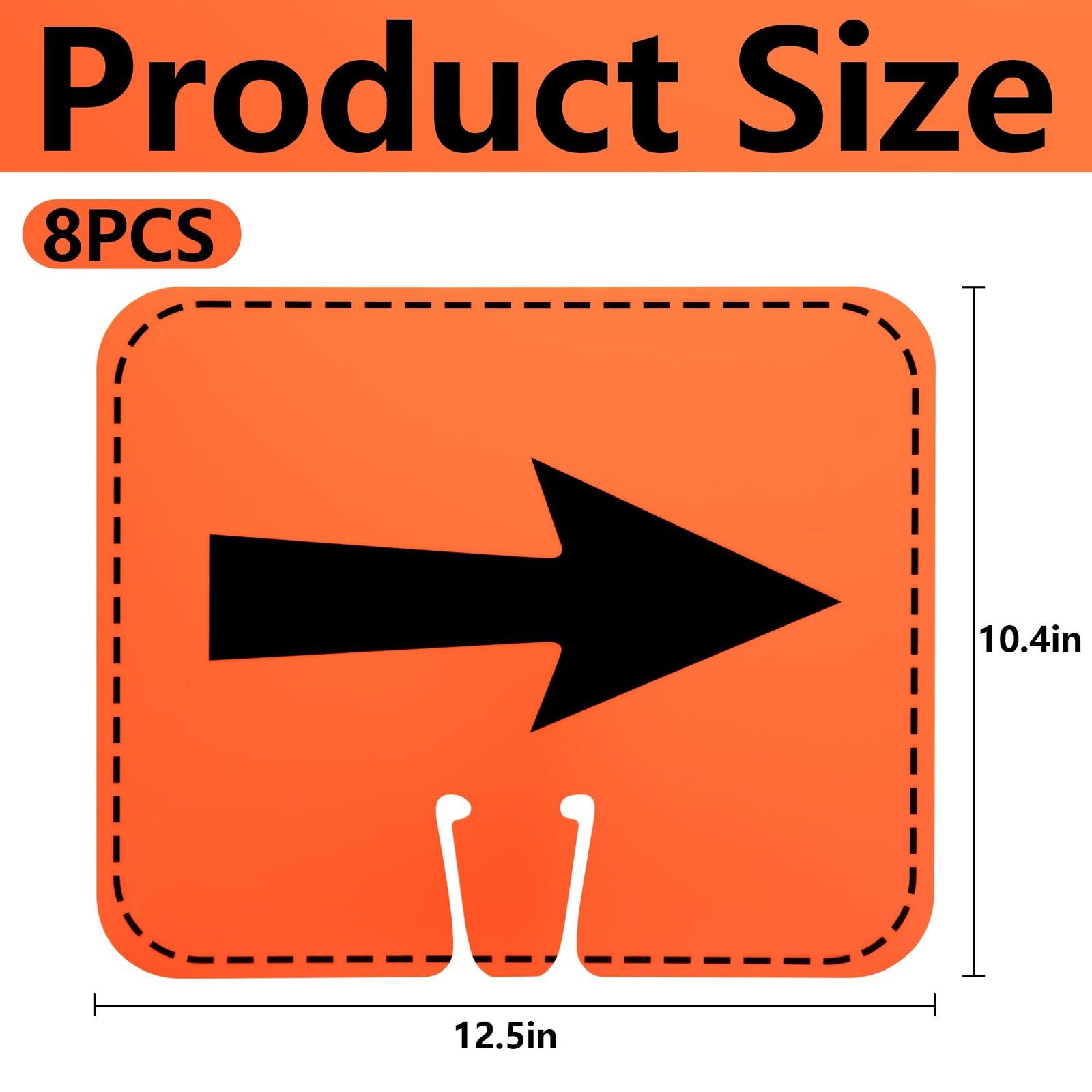 8 Pcs Traffic Cone Arrow Signs, 12.5″ X 10.4″ Reversible Directional Cone Top