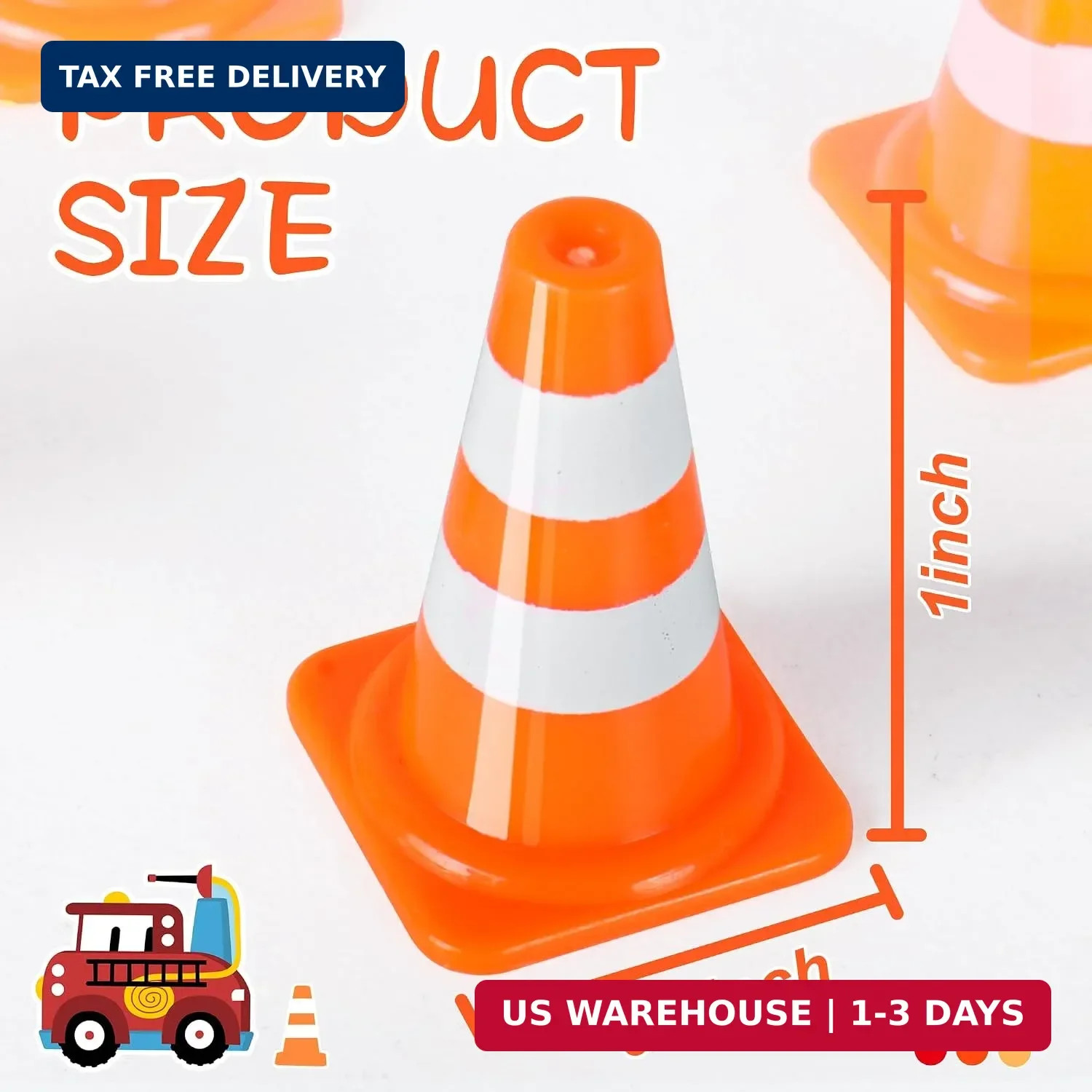 Alyoen 50Pcs 1″ Mini Traffic Cones Small Tiny Toy for Kids, Miniature Orange Tra