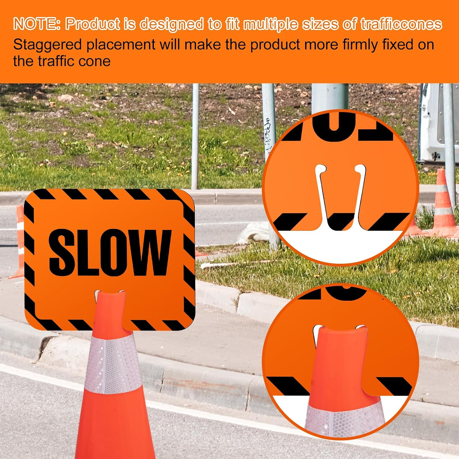 Pcs Slow Traffic Cone Signs, 12.6 x 10.4 Inch Slow Down Signs Road Traffic 3