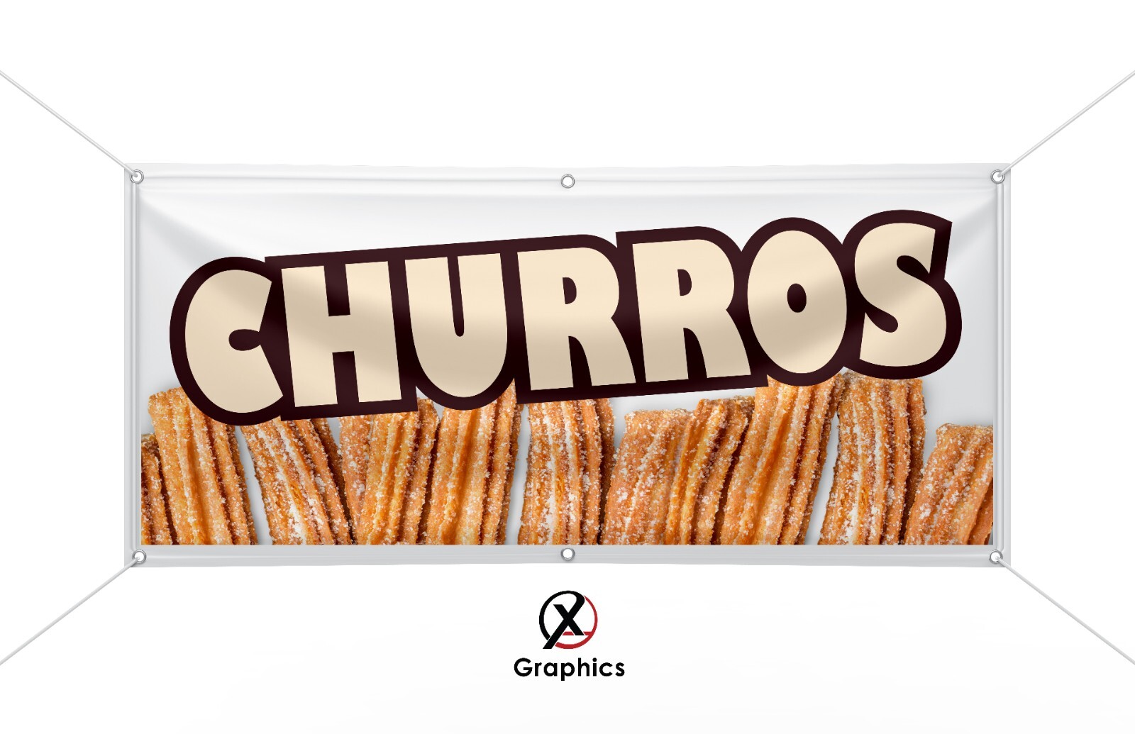 CHURROS Vinyl Banner advertising Sign. Full color 2×4 ft Outdoor Indoor sign