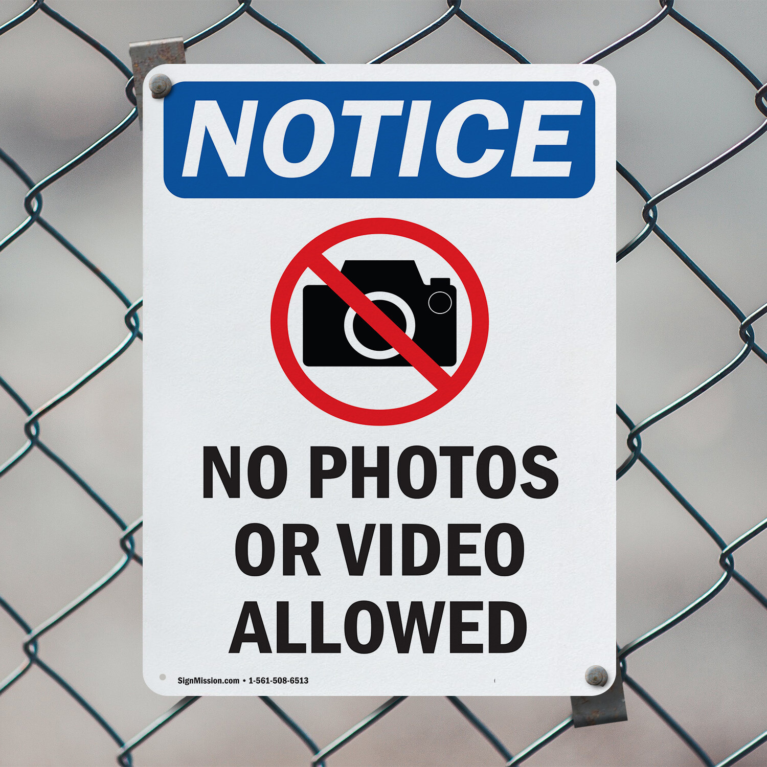 (2 Pack) No Photos Or Video Allowed OSHA Notice Sign Decal Metal Plastic