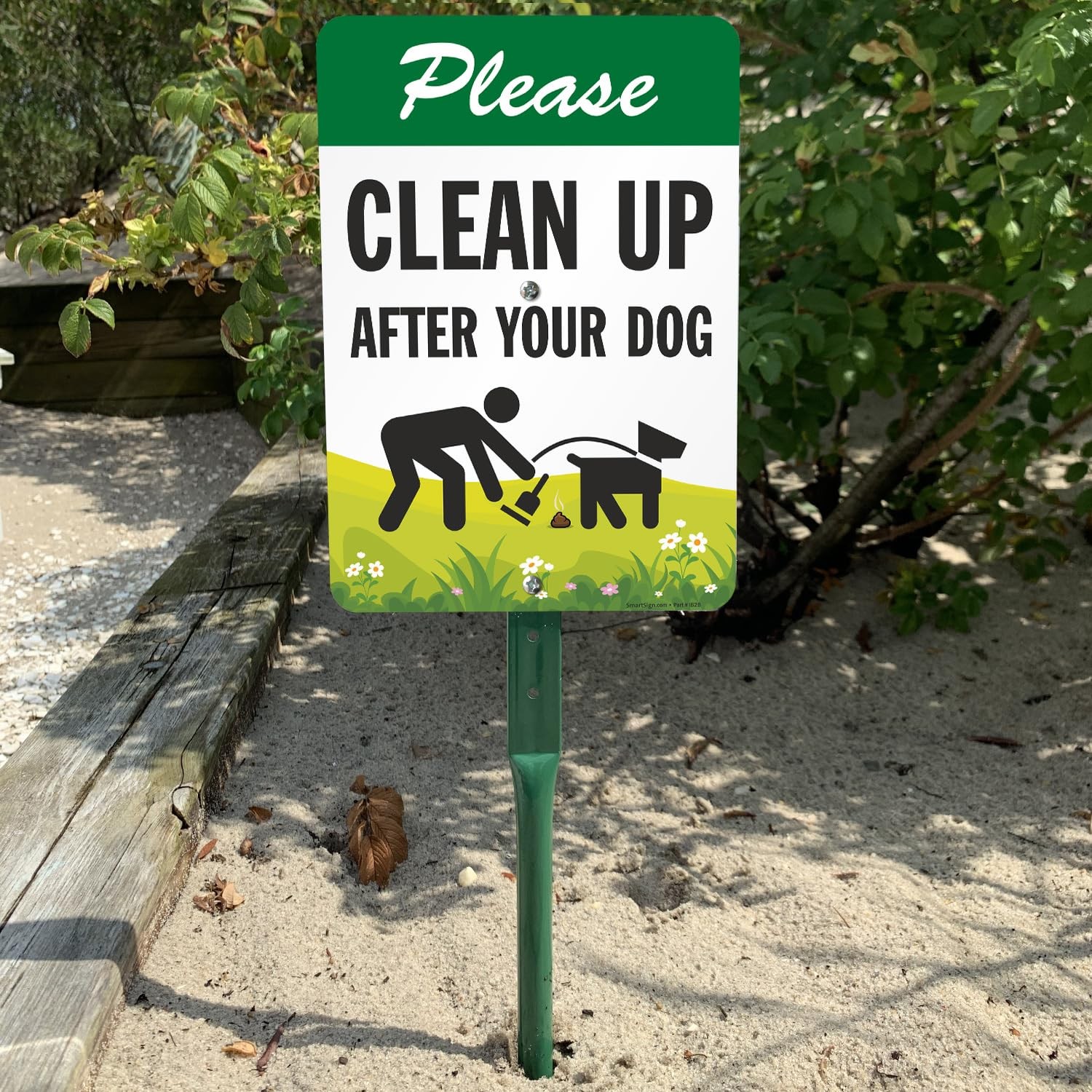 Please Clean Up After Your Dog Lawn Sign with Stake 10×7 Inches Aluminum