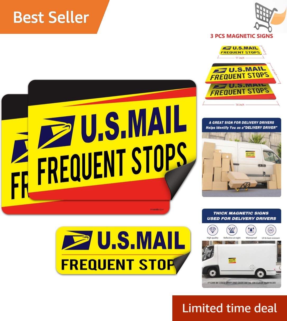 Delivery Driver Magnetic Signs 3 Pack Frequent Stops Sign for Car Truck Bumper