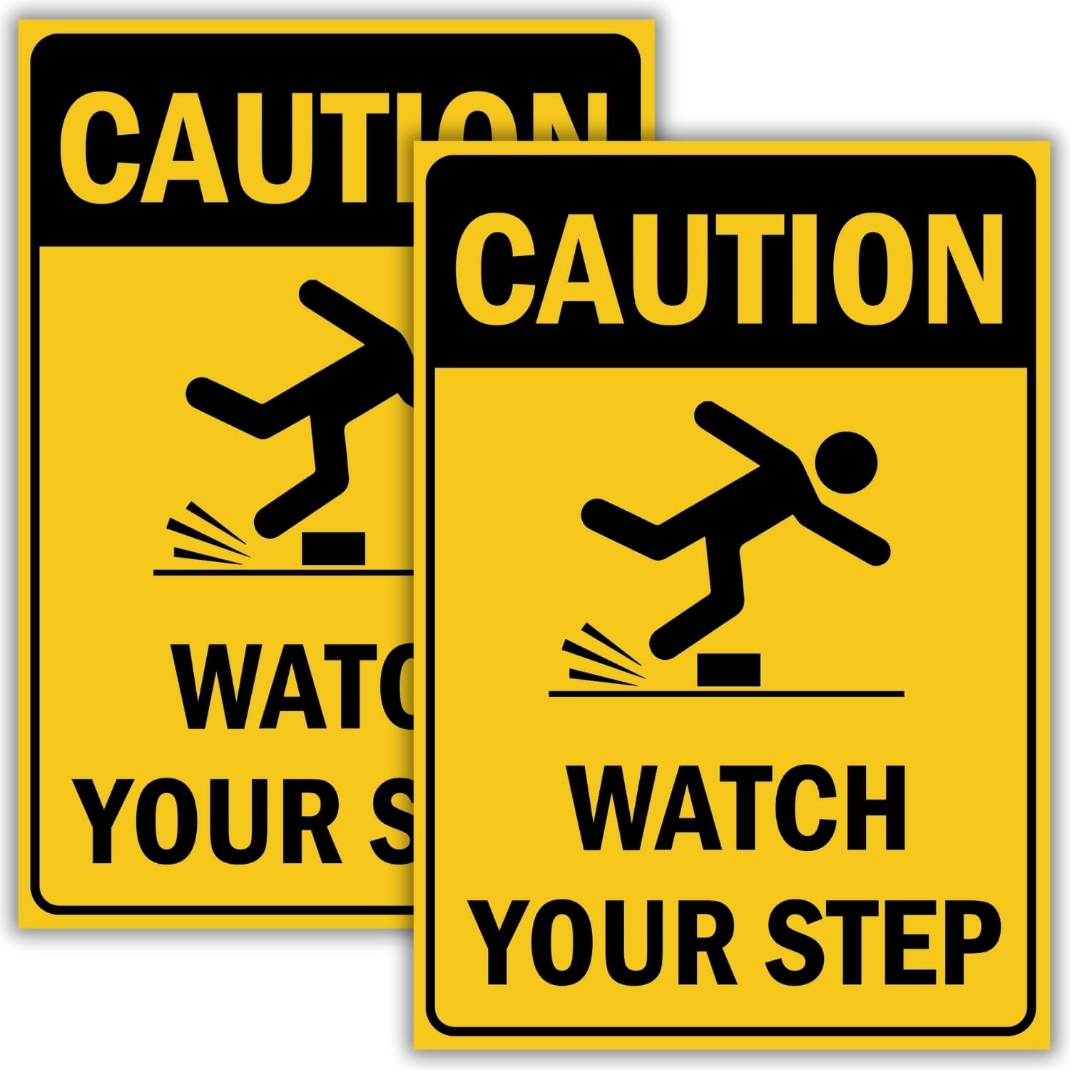 (2 Pack) Caution Watch Your Step Signs, 10 x 7 Inches, 120 Mil Plastic, UV Pr…