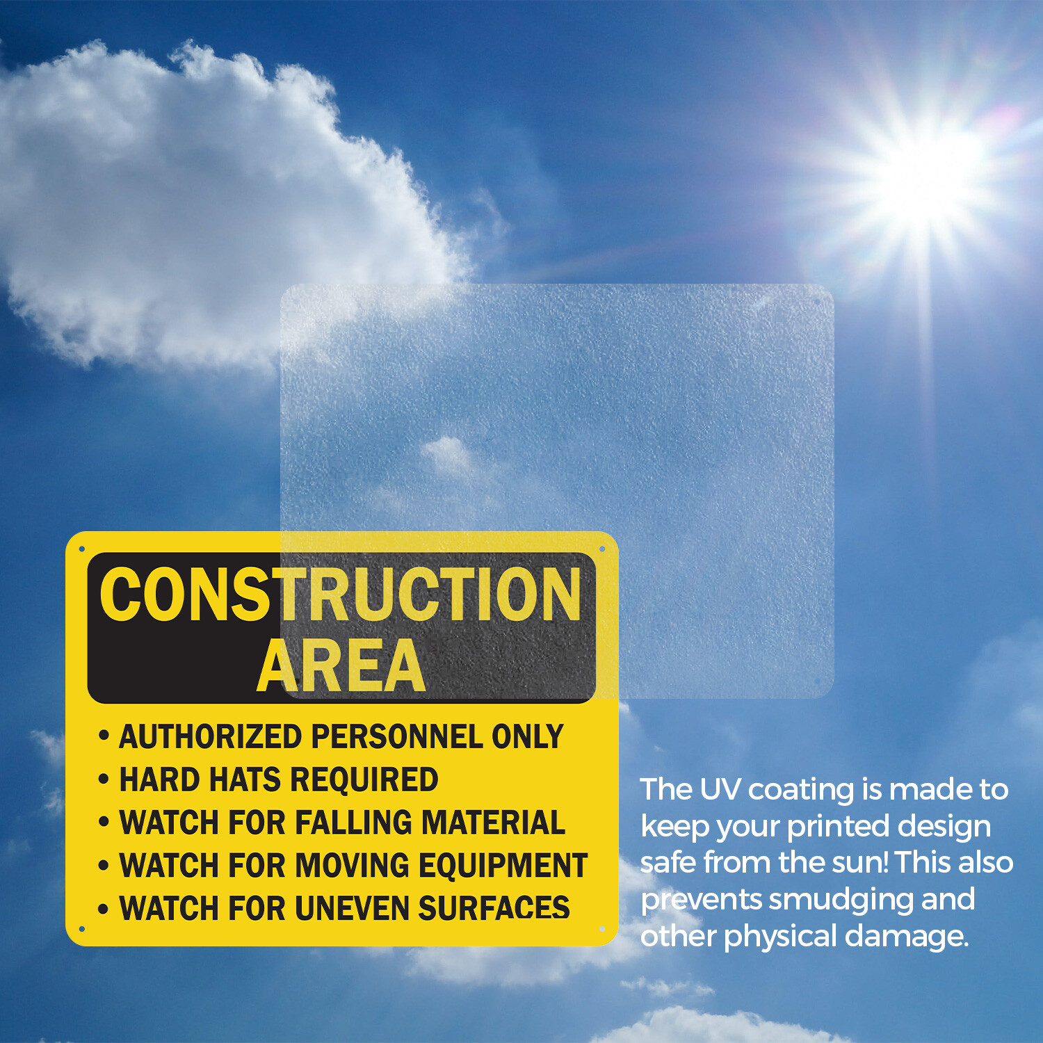 (2 Pack) Construction Area Only Hard Hats Required OSHA ANSI Sign