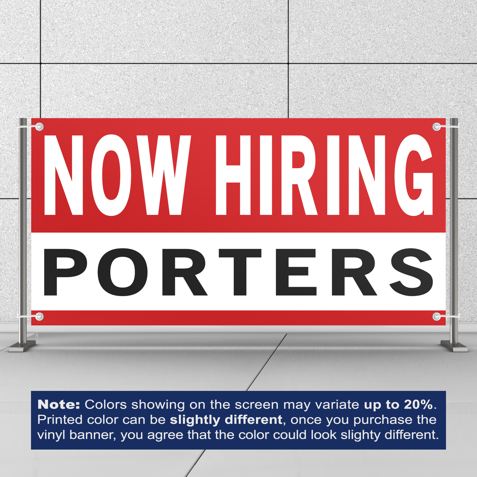 Now Hiring Porters 13 oz Heavy Duty Vinyl Banner Jobs Available Help Wanted Sign