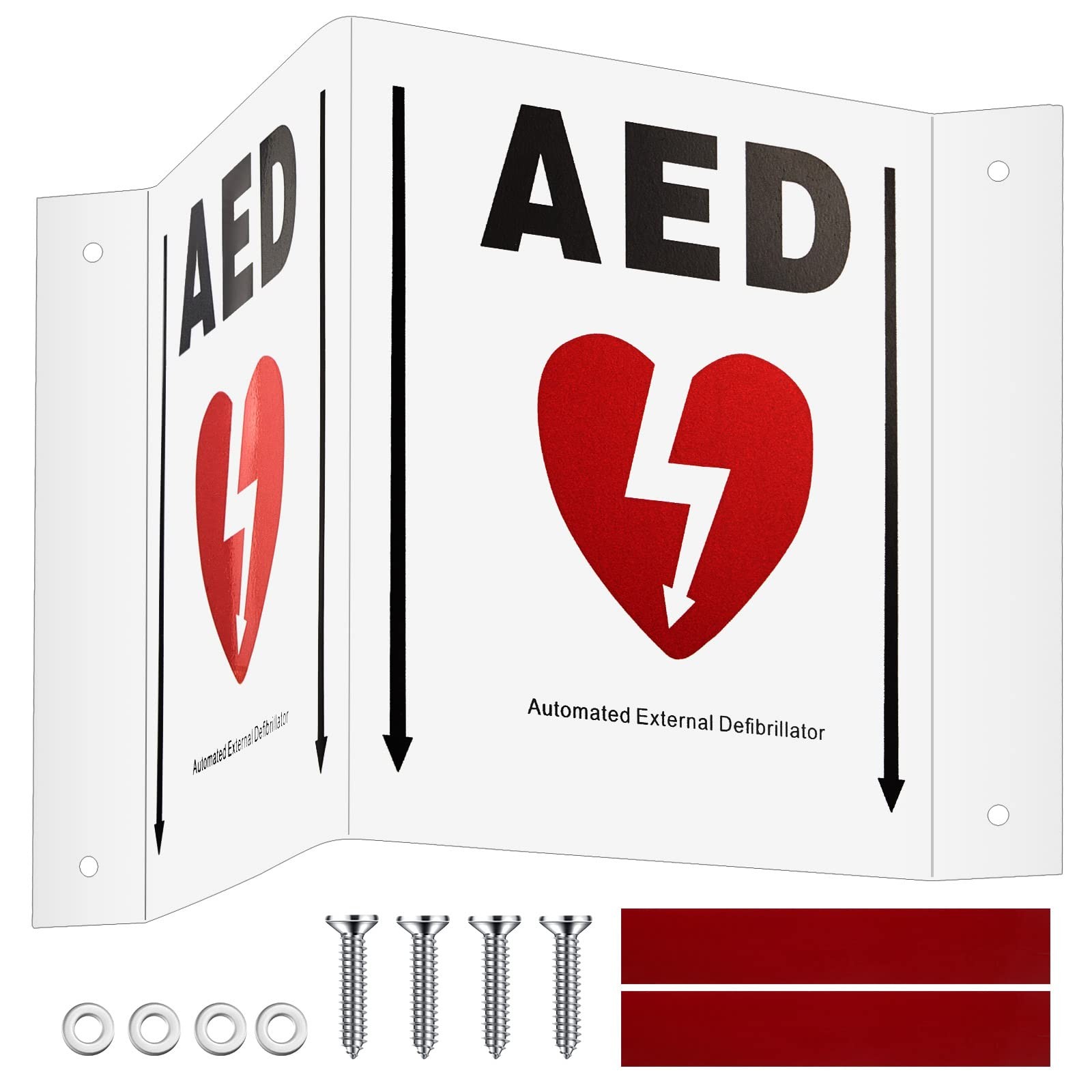 1 Set AED Projection Sign 3D AED Defibrillator Sign with Graphic Portable AED…