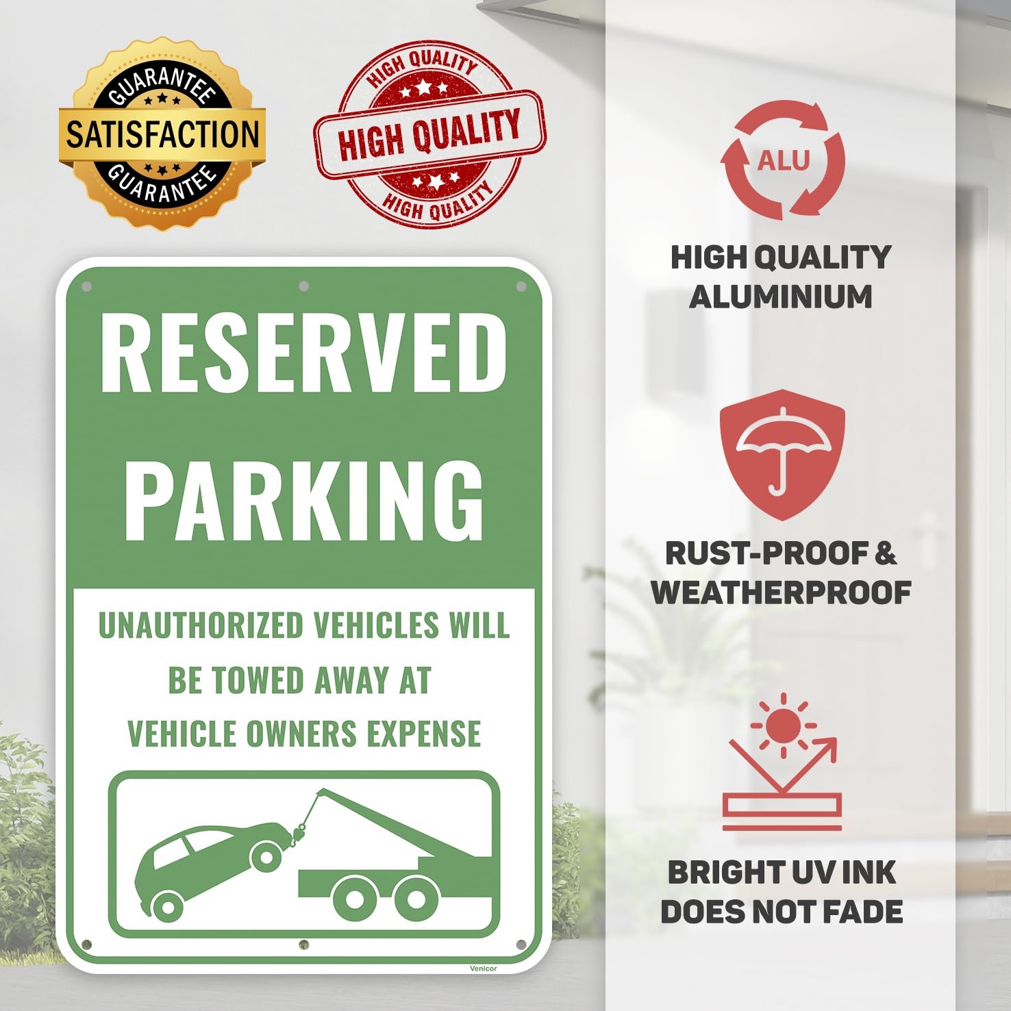 13x9in ‘Reserved Parking’ Aluminum Metal Sign Private Parking Only Durable