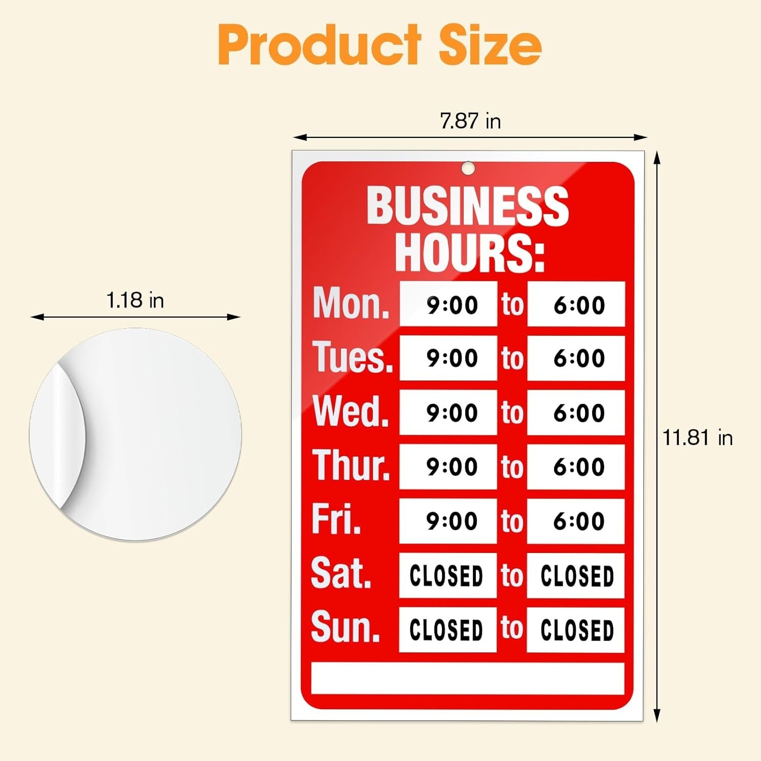 2 Piece Business Hours Sign, Open Hours Signs for Business Adjustable, Assured